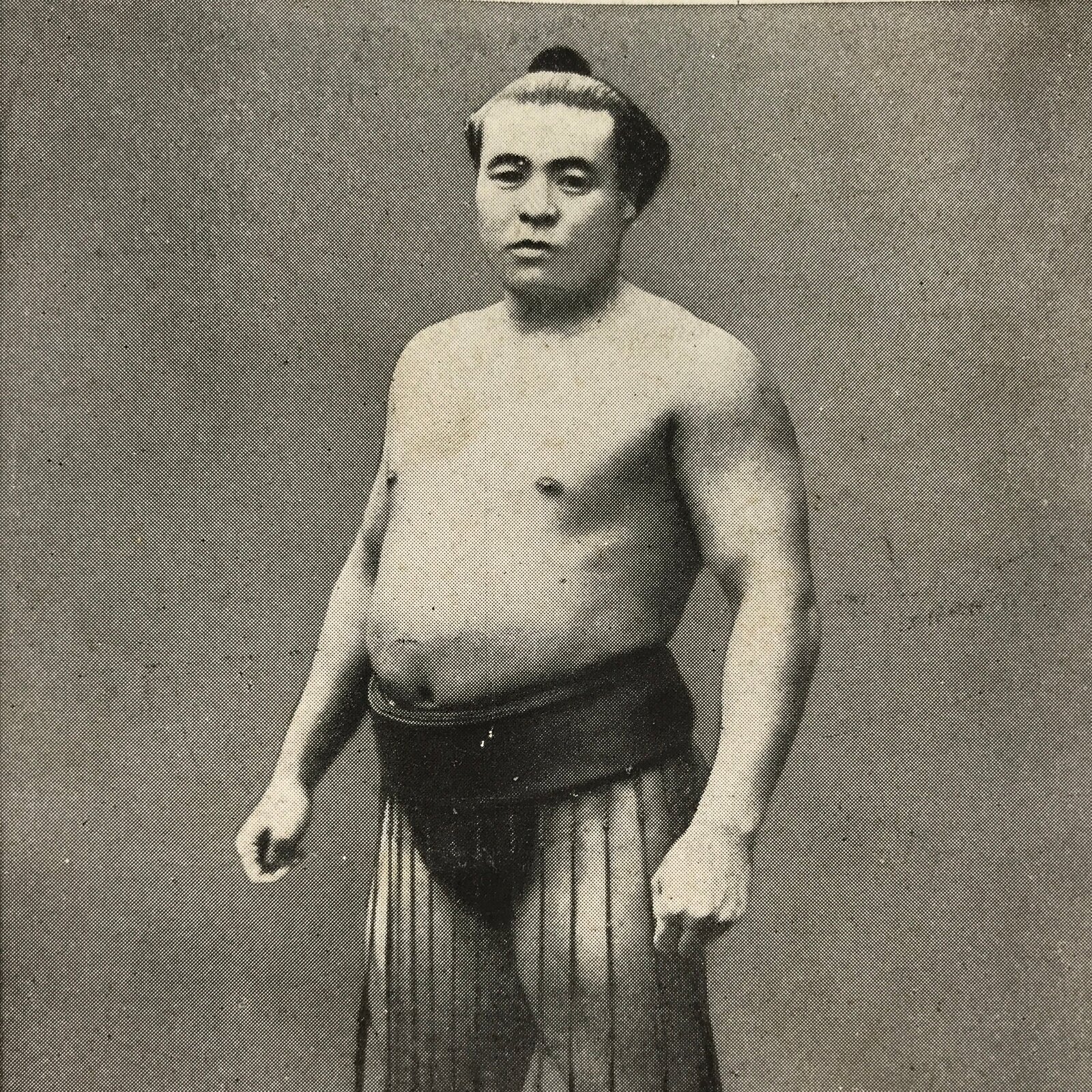 Antique Japanese Postcard Sumo Wrestler Oonosato Mansuke Paper Black White PC97
