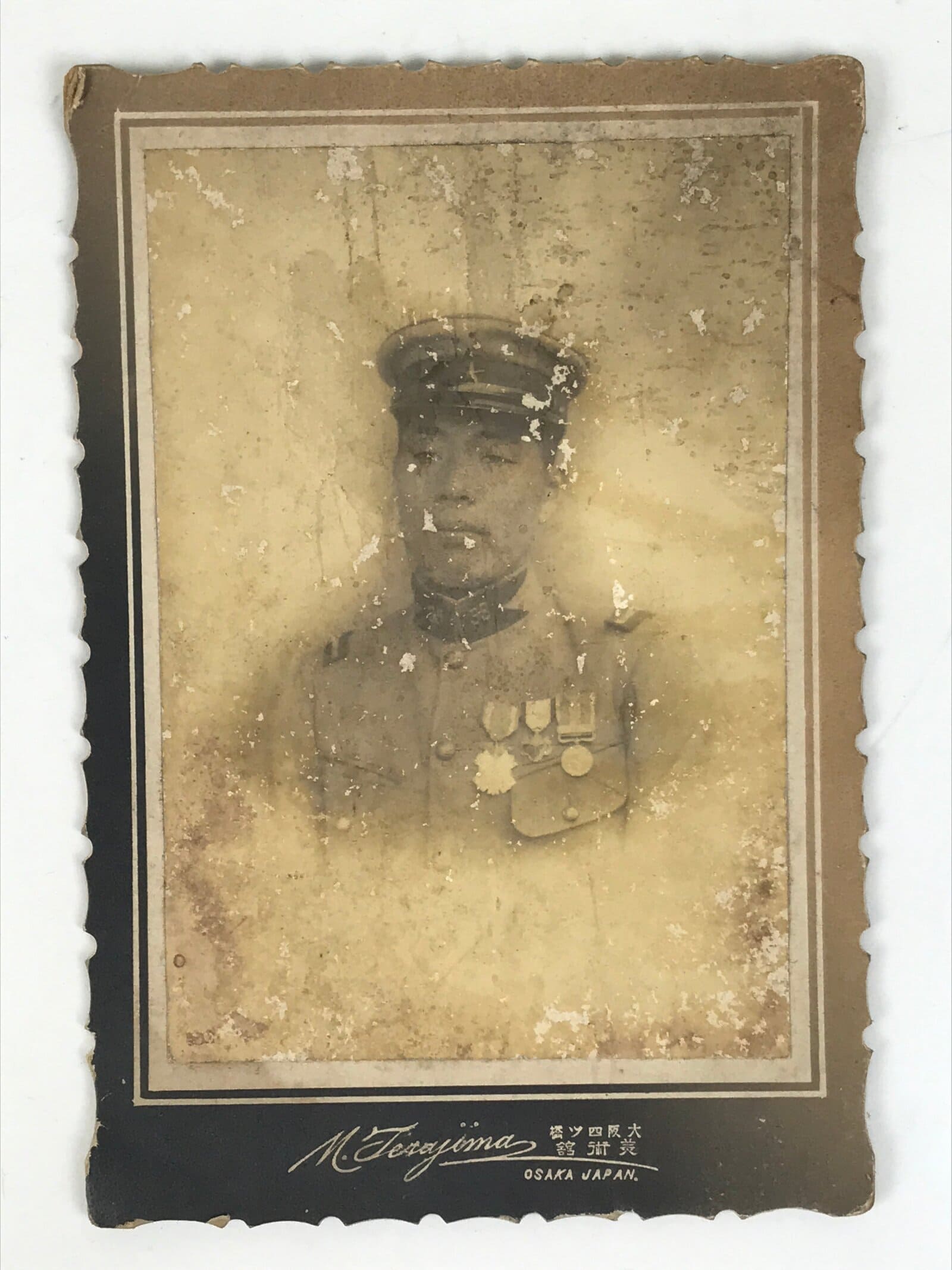 Antique Japanese Taisho Era Soldier Portrait Military Photograph Sepia Tone PH32