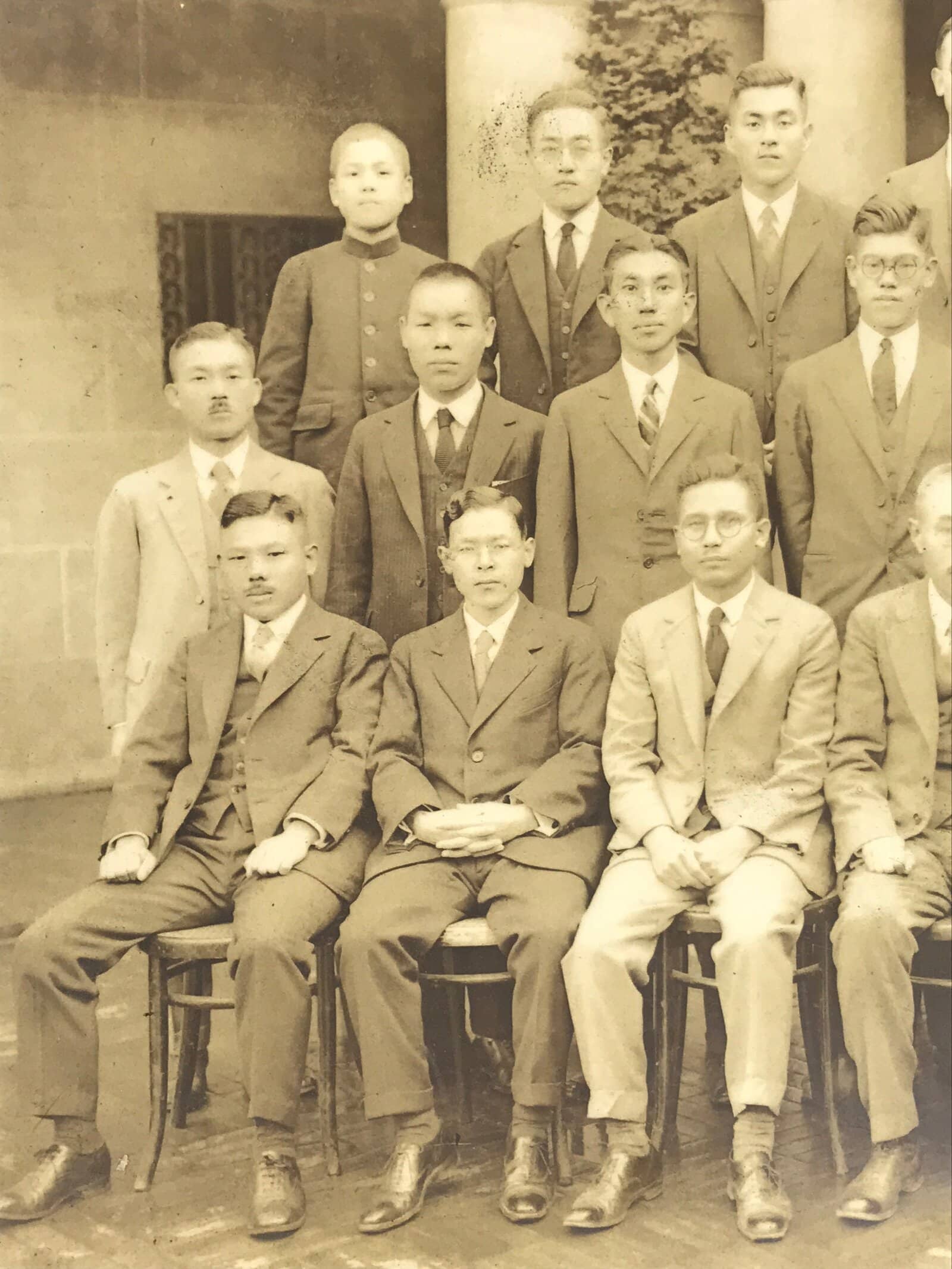 Antique Japanese Taisho Group School Staff Photograph Business Sepia Tone PH61