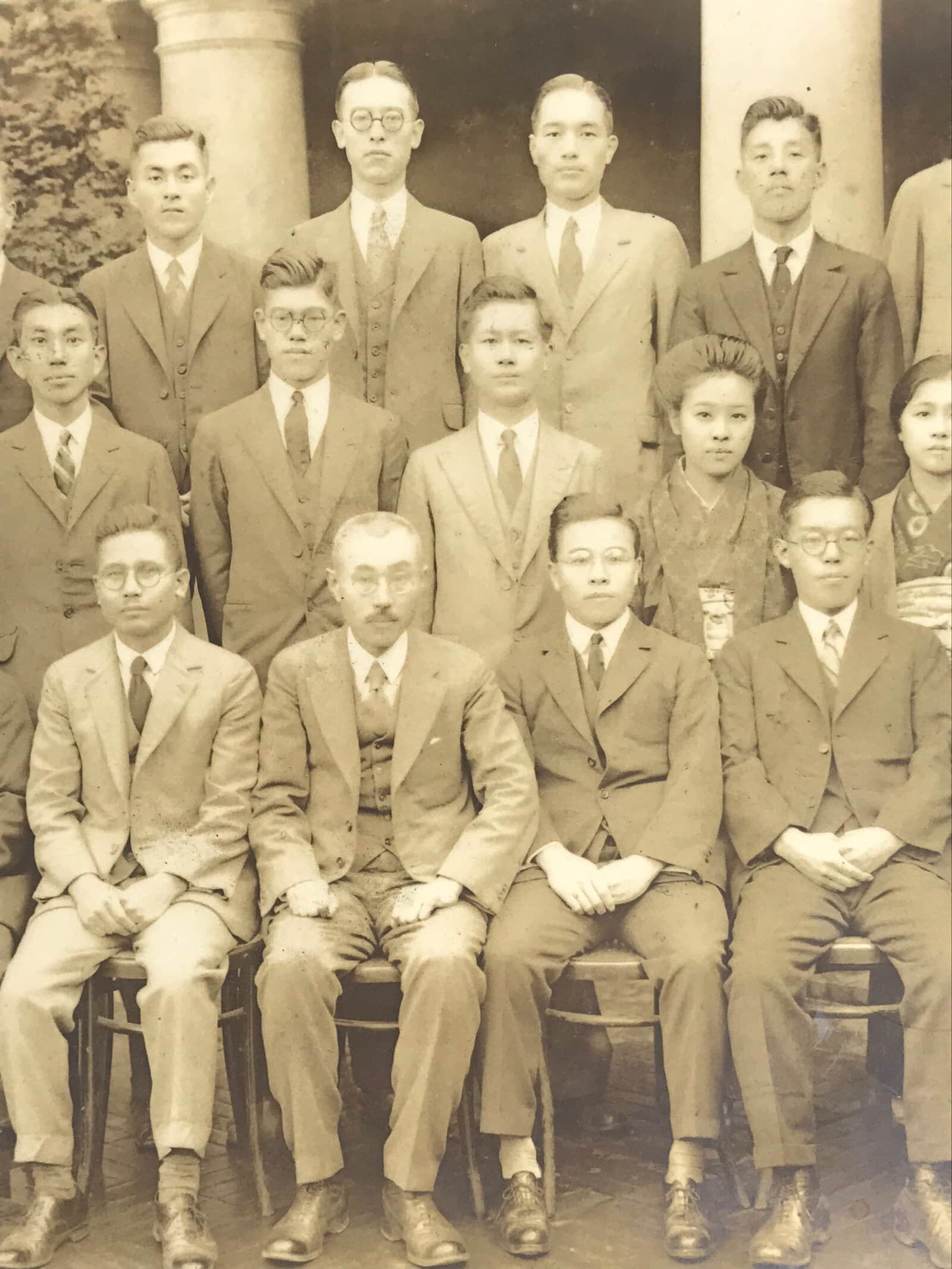 Antique Japanese Taisho Group School Staff Photograph Business Sepia Tone PH61