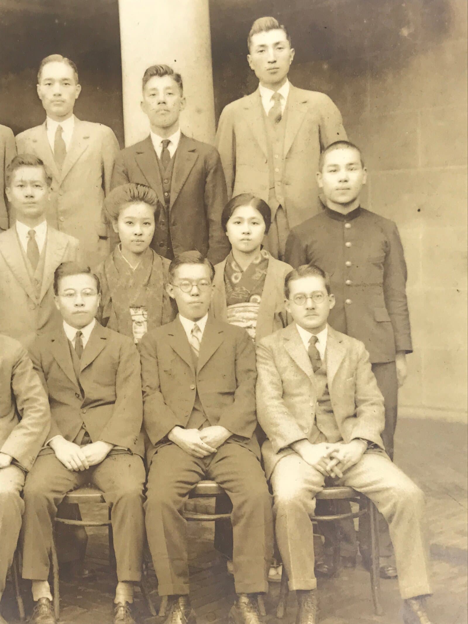 Antique Japanese Taisho Group School Staff Photograph Business Sepia Tone PH61