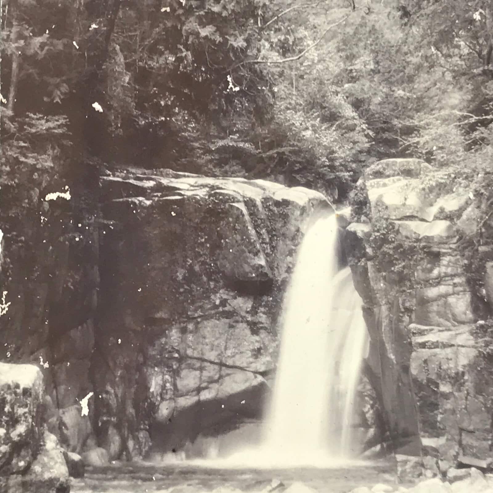 Antique Japanese Taisho Kiso River Waterfall Scenic Photograph Black White PH30