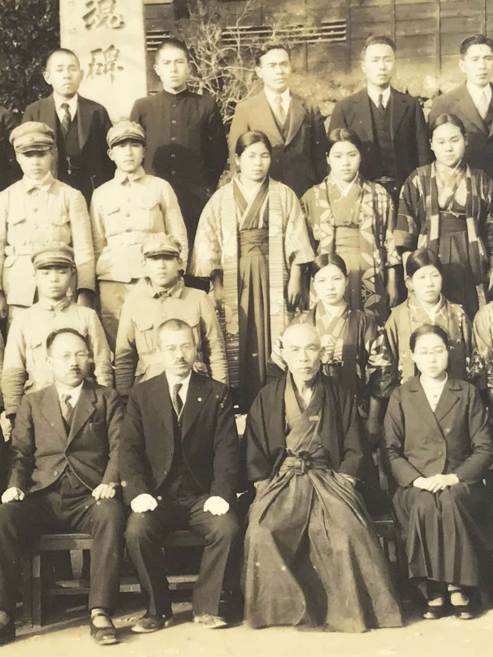 Antique Japanese Taisho School Class Photograph Group Student Uniform Sepia PH65