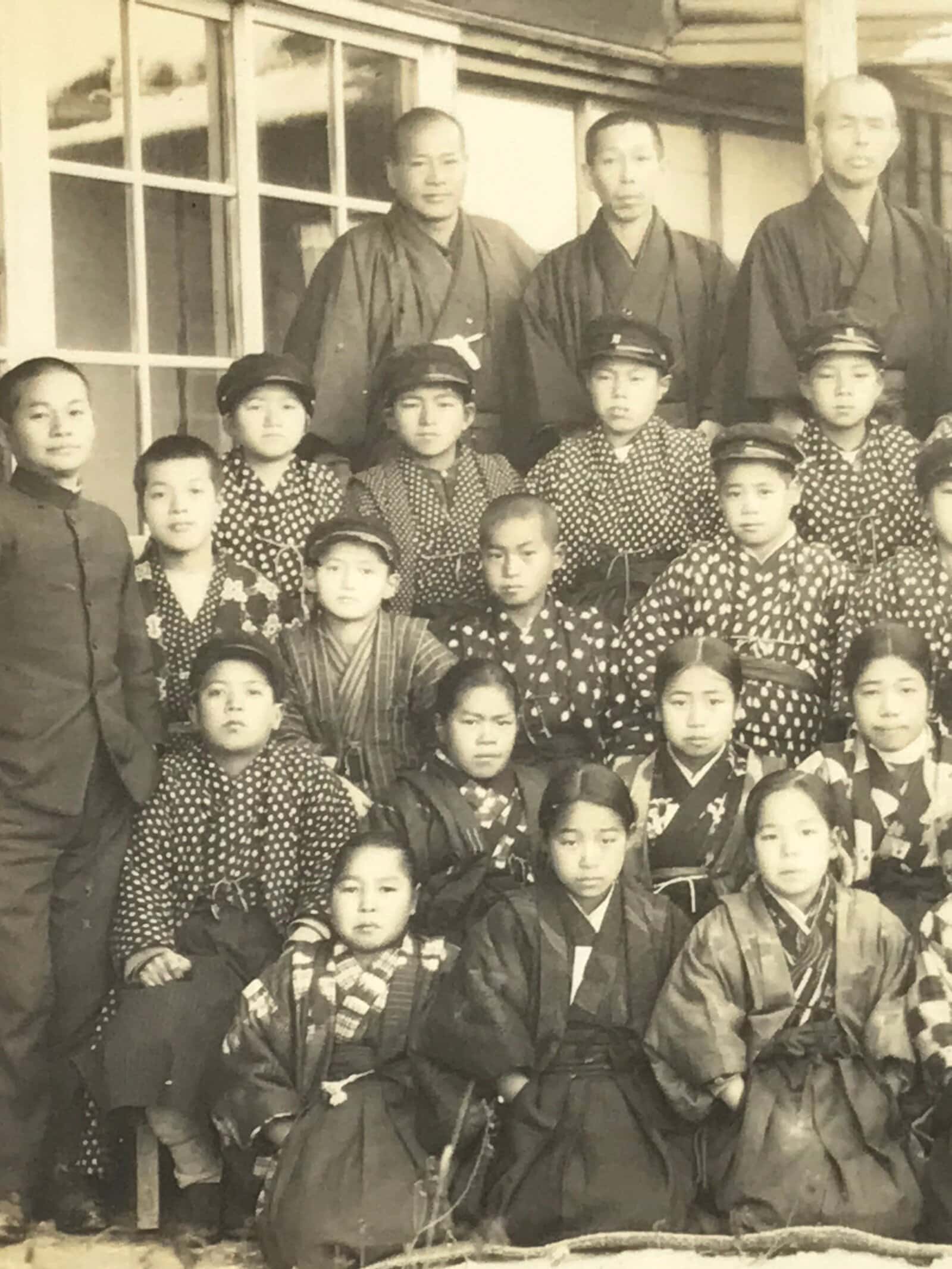 Antique Japanese Taisho School Photograph Student Hakama Uniform Sepia PH126