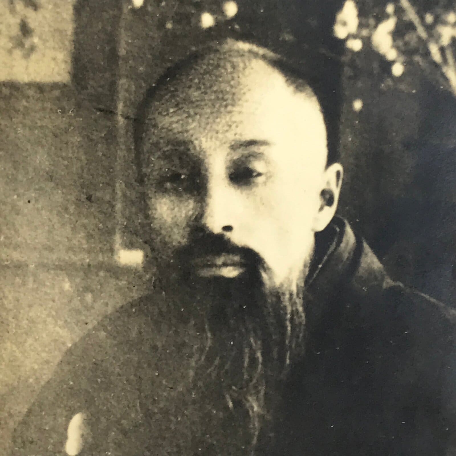 Antique Japanese Taisho Sensei Portrait Photograph Bearded Man Sepia Tone PH211