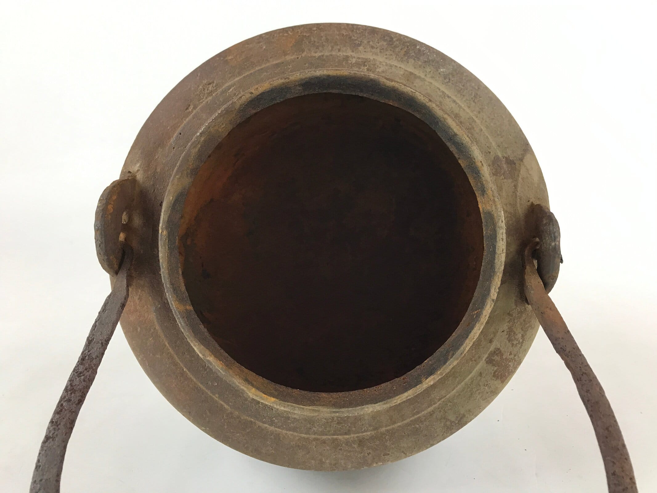 Antique Japanese Traditional Cast Iron Hanging Cook Pot Black Irori Hearth C26