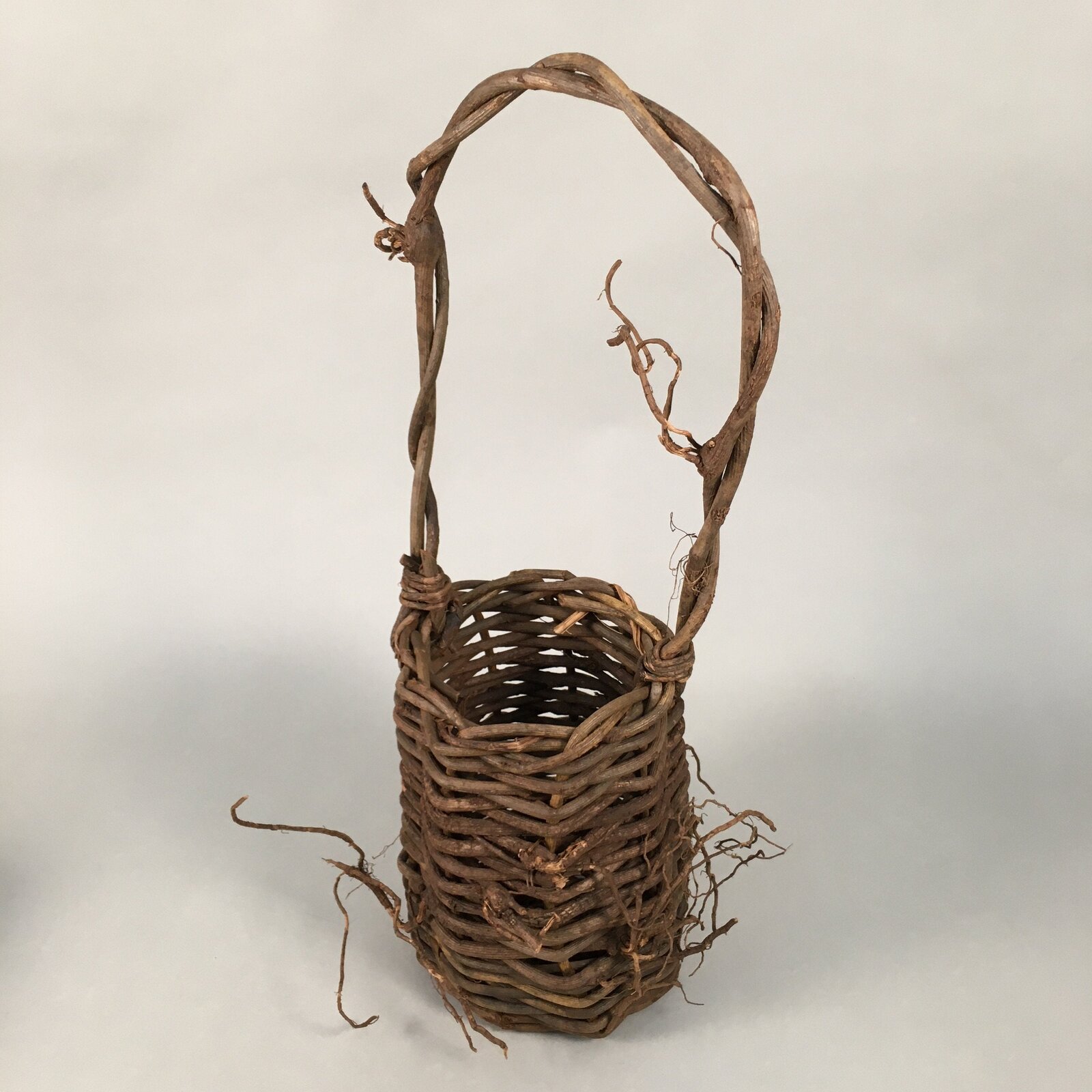 Antique Japanese Vine Basket Flower Vase Ikebana Arrangement Kado C1900 B140