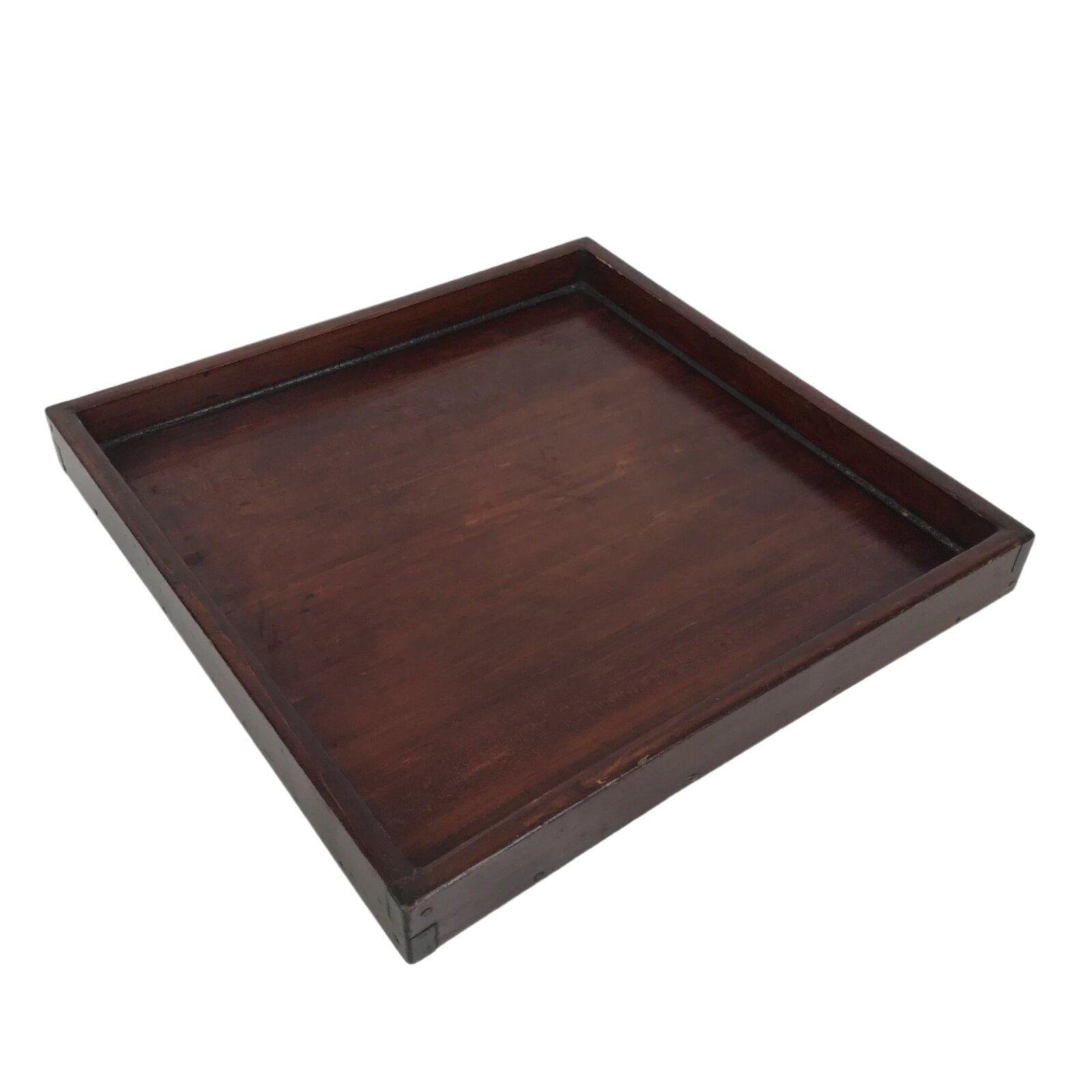 Antique Japanese Wood Lacquered Low Table Brown Serving Tray Ozen Kurumizen L422