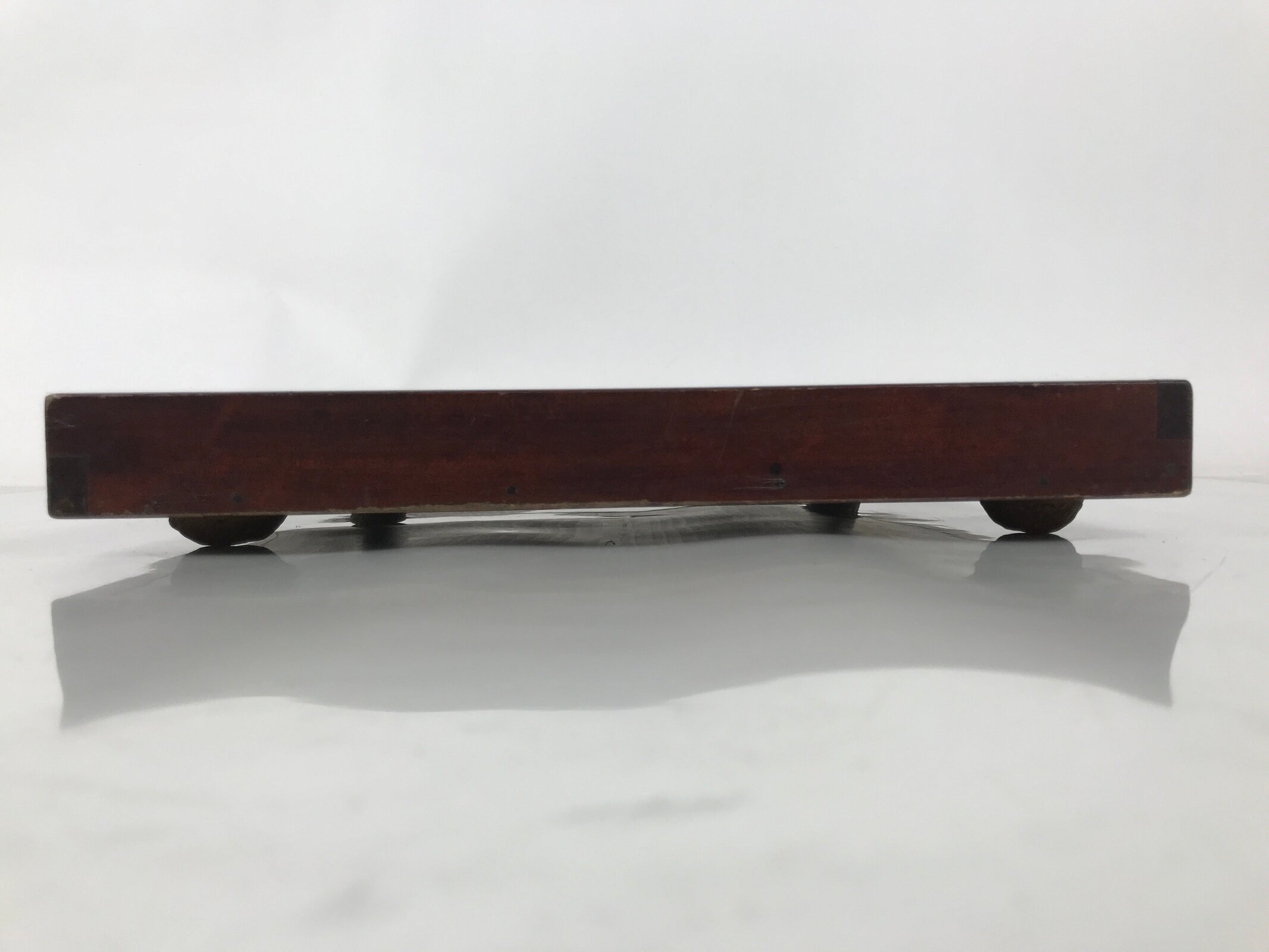 Antique Japanese Wood Lacquered Low Table Brown Serving Tray Ozen Kurumizen L422