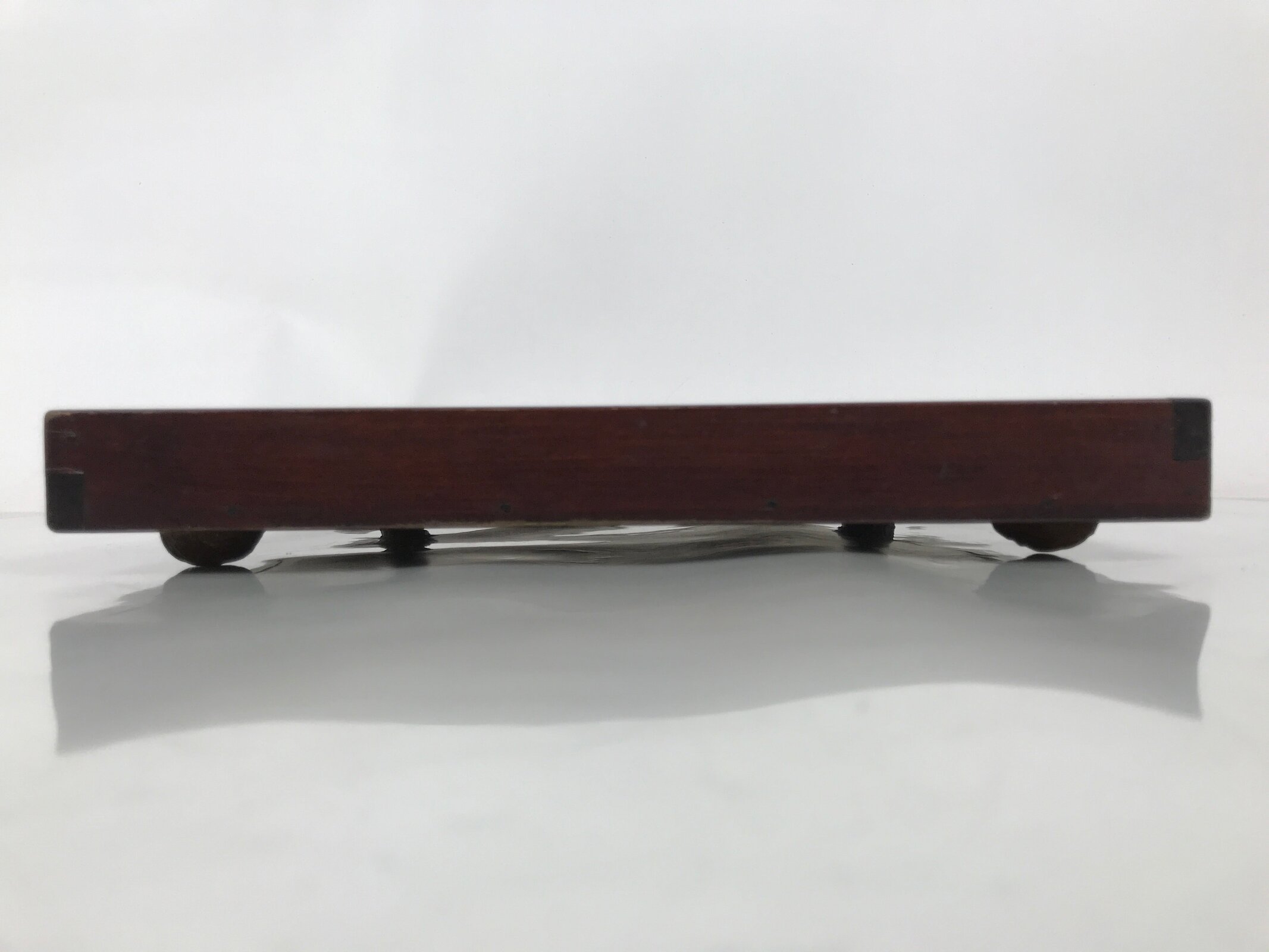 Antique Japanese Wood Lacquered Low Table Brown Serving Tray Ozen Kurumizen L422