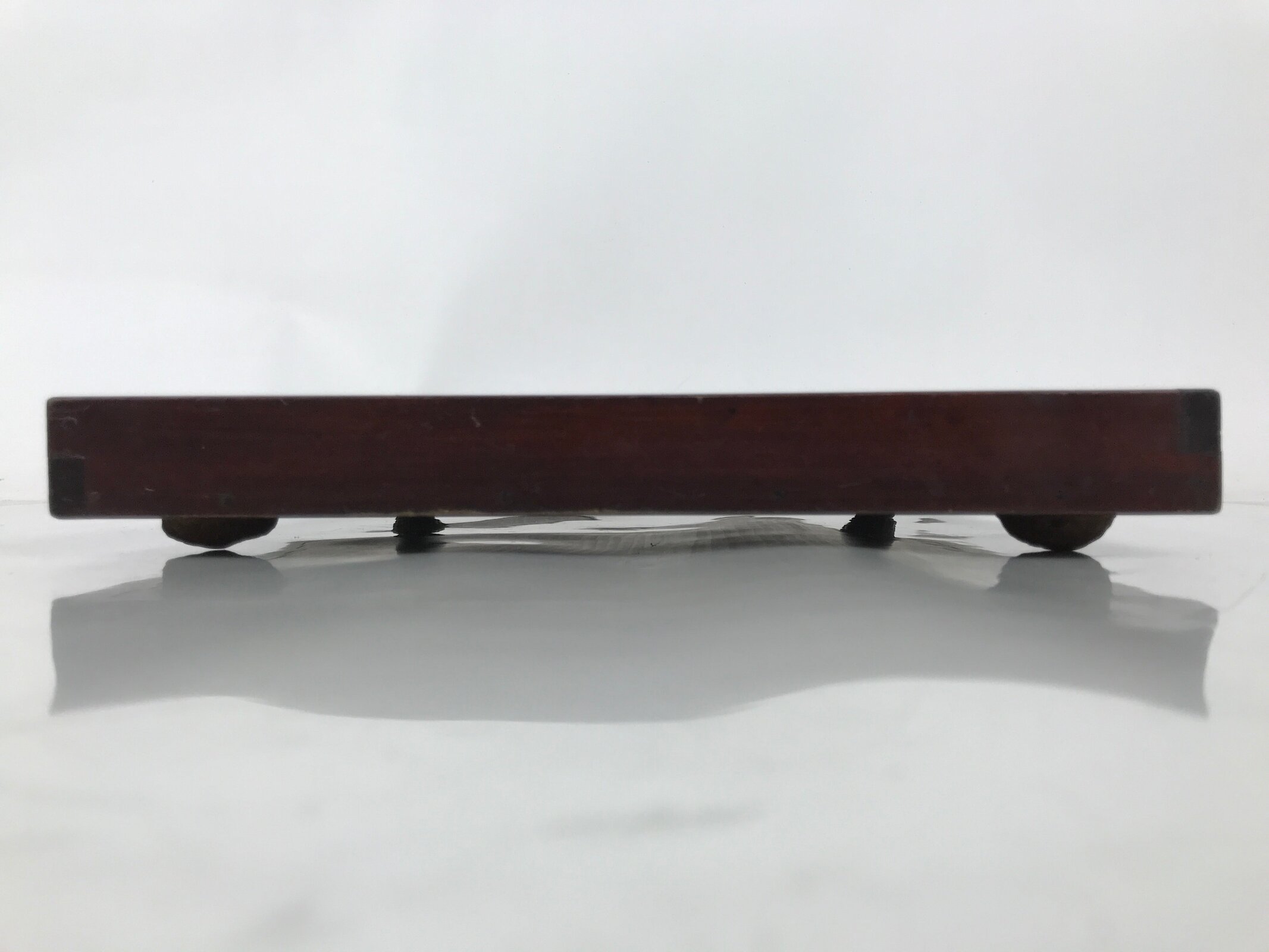 Antique Japanese Wood Lacquered Low Table Brown Serving Tray Ozen Kurumizen L422