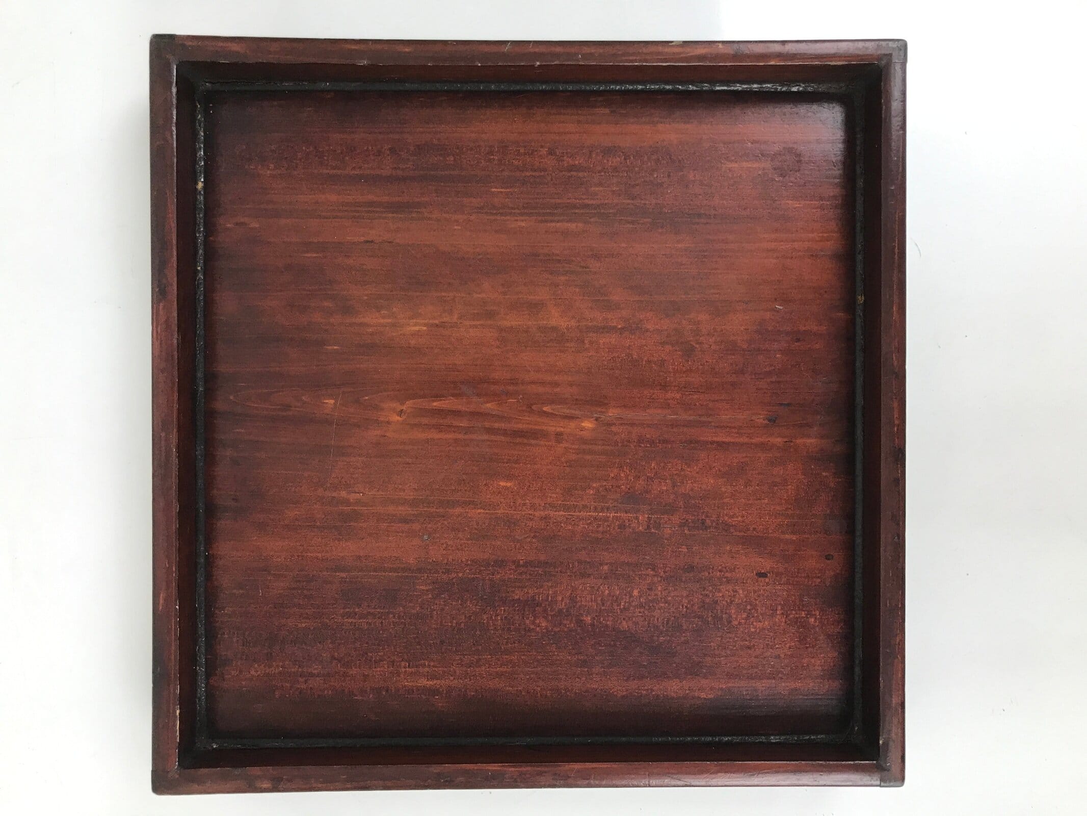 Antique Japanese Wood Lacquered Low Table Brown Serving Tray Ozen Kurumizen L422