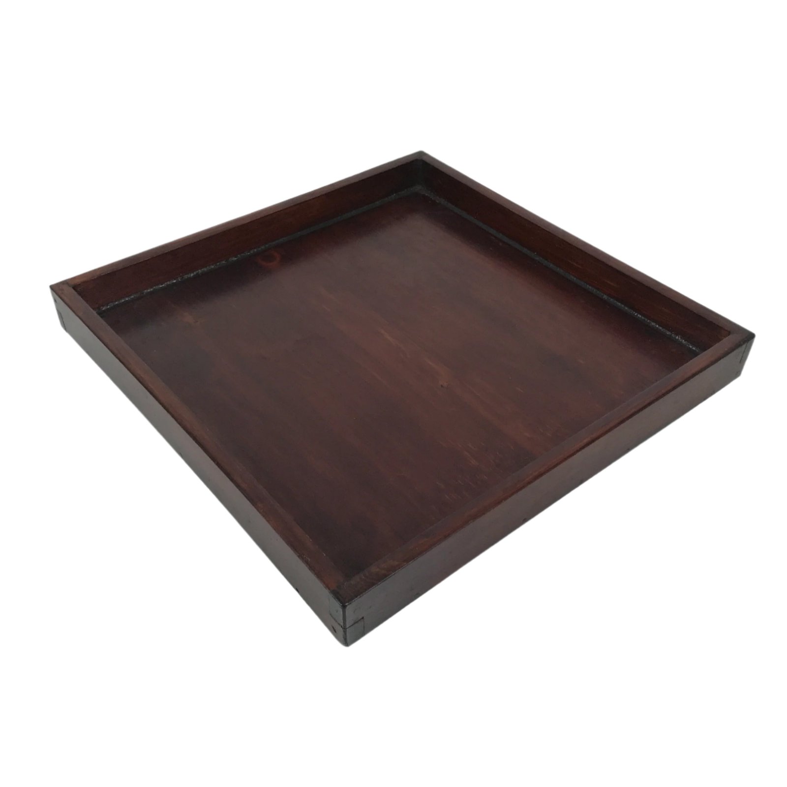 Antique Japanese Wood Lacquered Low Table Brown Serving Tray Ozen Kurumizen L424