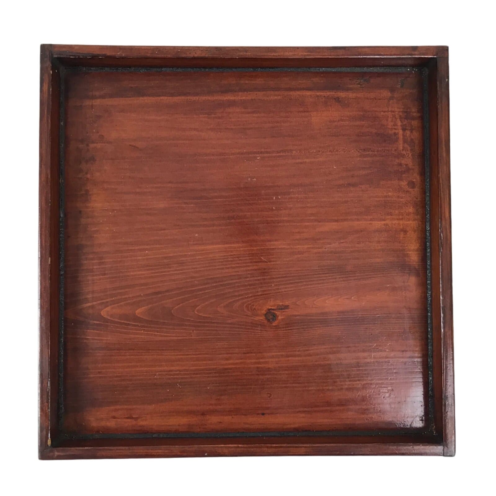 Antique Japanese Wood Lacquered Low Table Brown Serving Tray Ozen Kurumizen L498