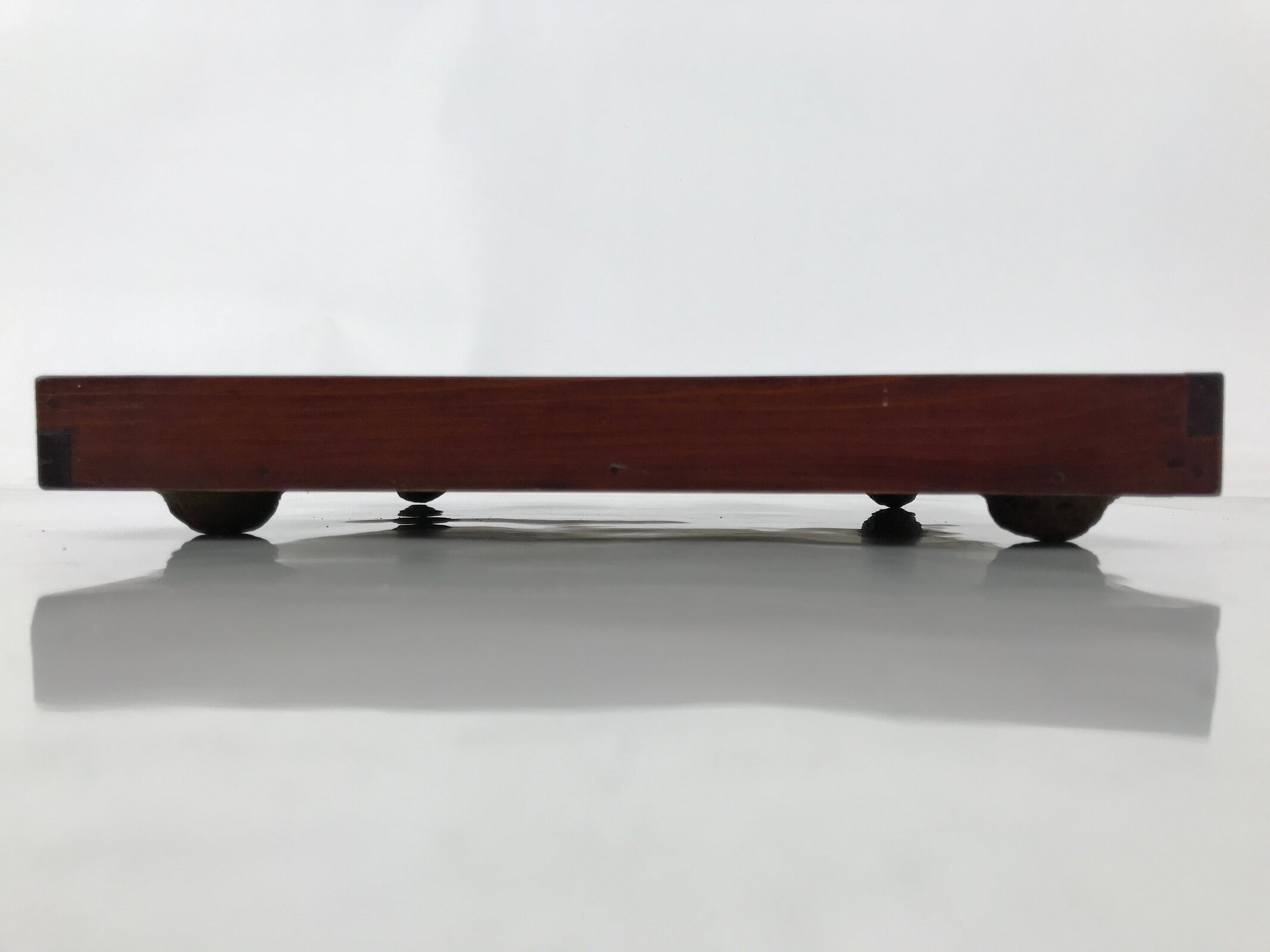 Antique Japanese Wood Lacquered Low Table Brown Serving Tray Ozen Kurumizen L498