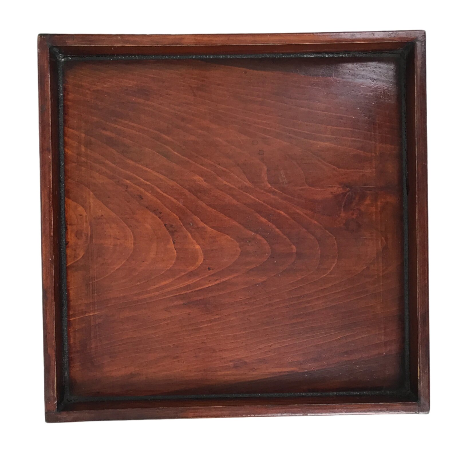 Antique Japanese Wood Lacquered Low Table Brown Serving Tray Ozen Kurumizen L500