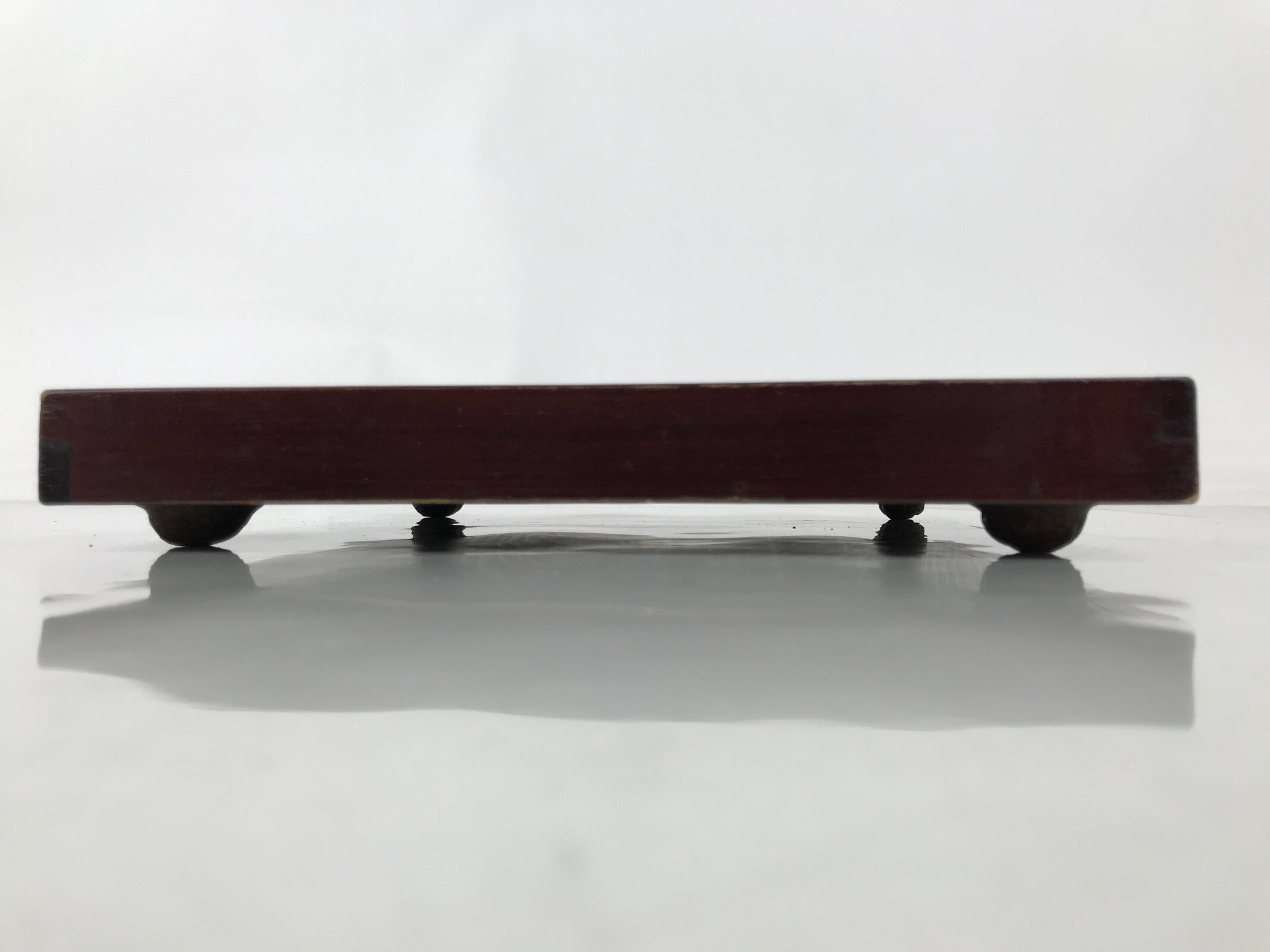 Antique Japanese Wood Lacquered Low Table Brown Serving Tray Ozen Kurumizen L500