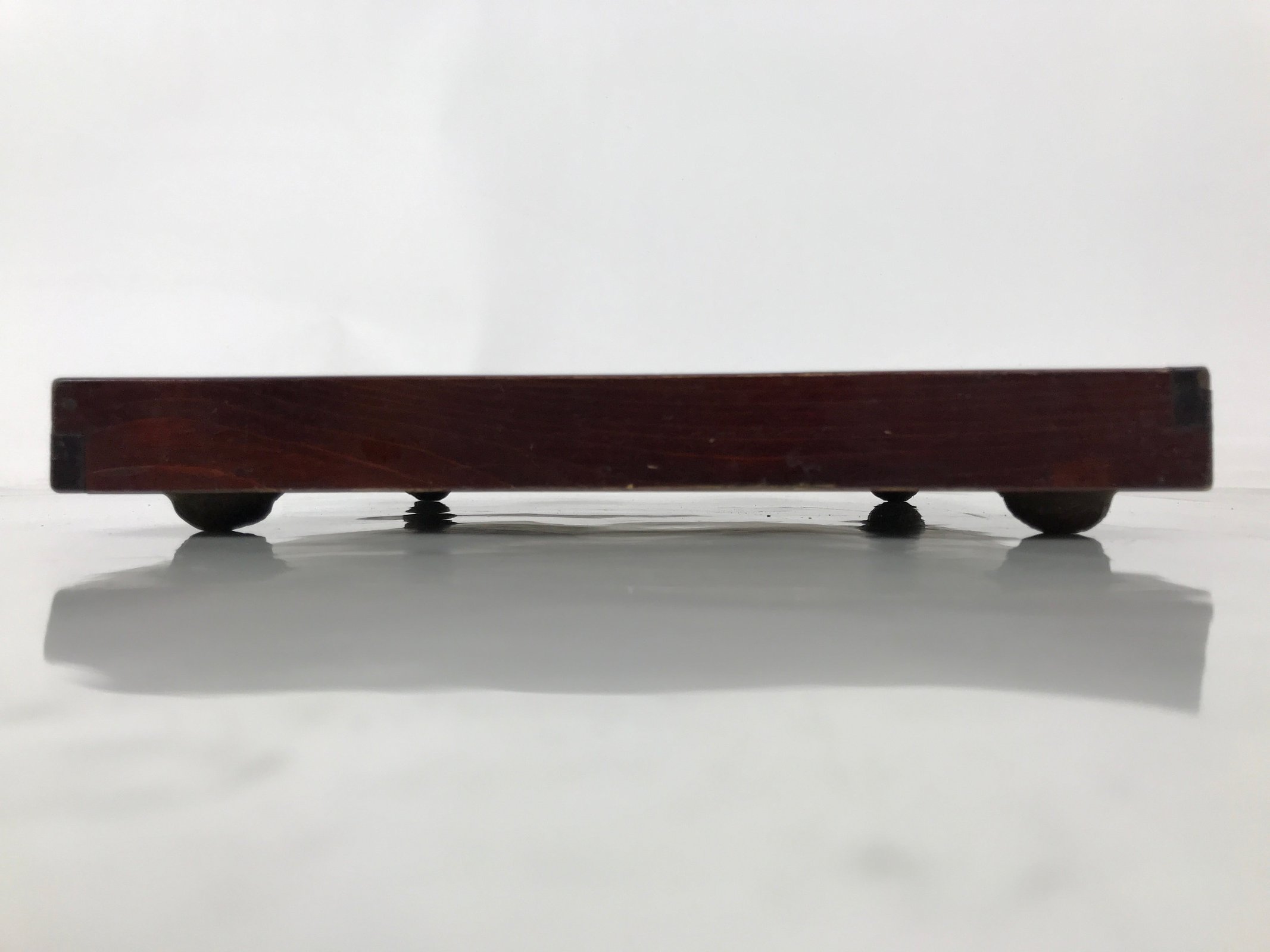 Antique Japanese Wood Lacquered Low Table Brown Serving Tray Ozen Kurumizen L500