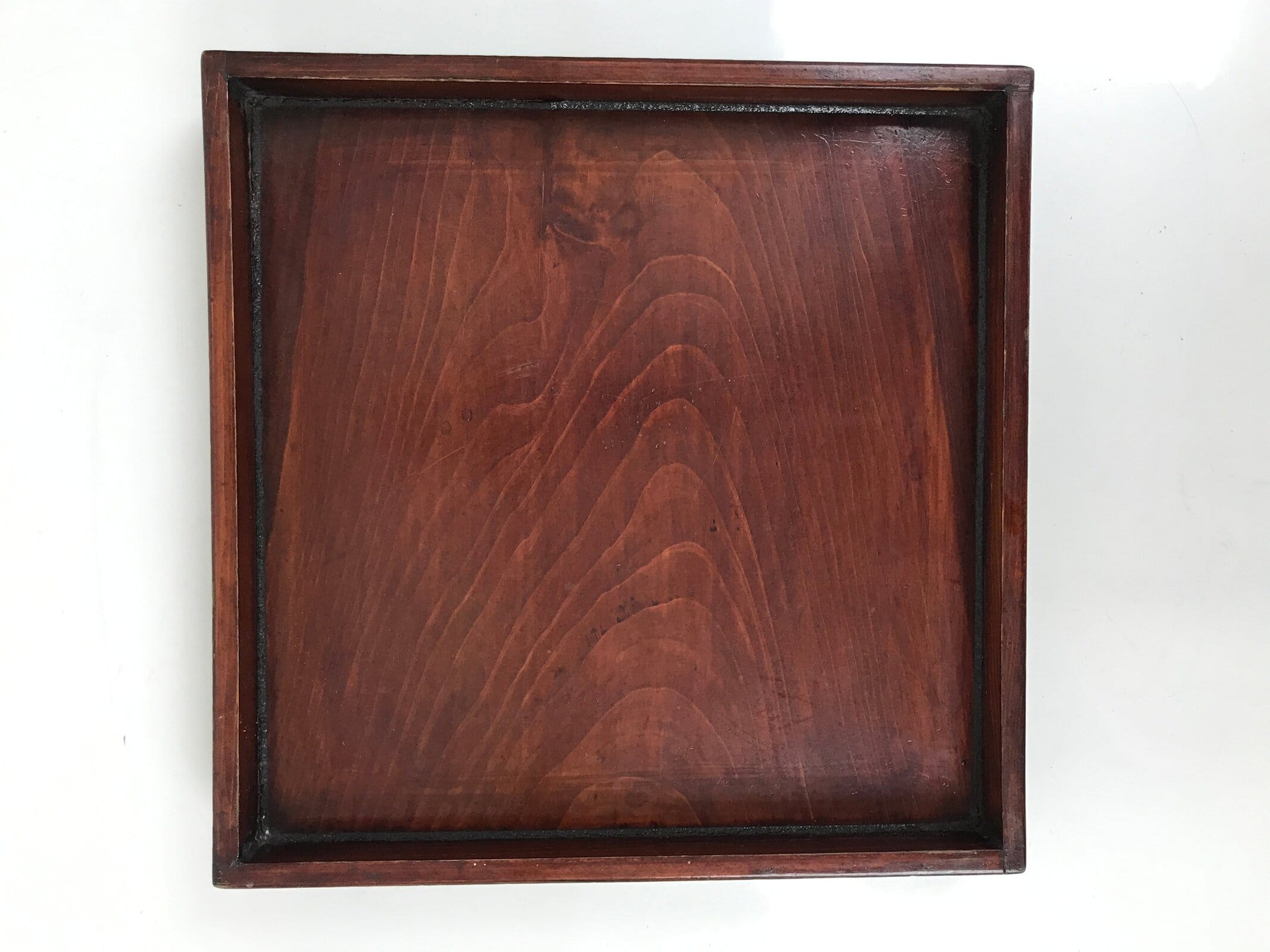 Antique Japanese Wood Lacquered Low Table Brown Serving Tray Ozen Kurumizen L500