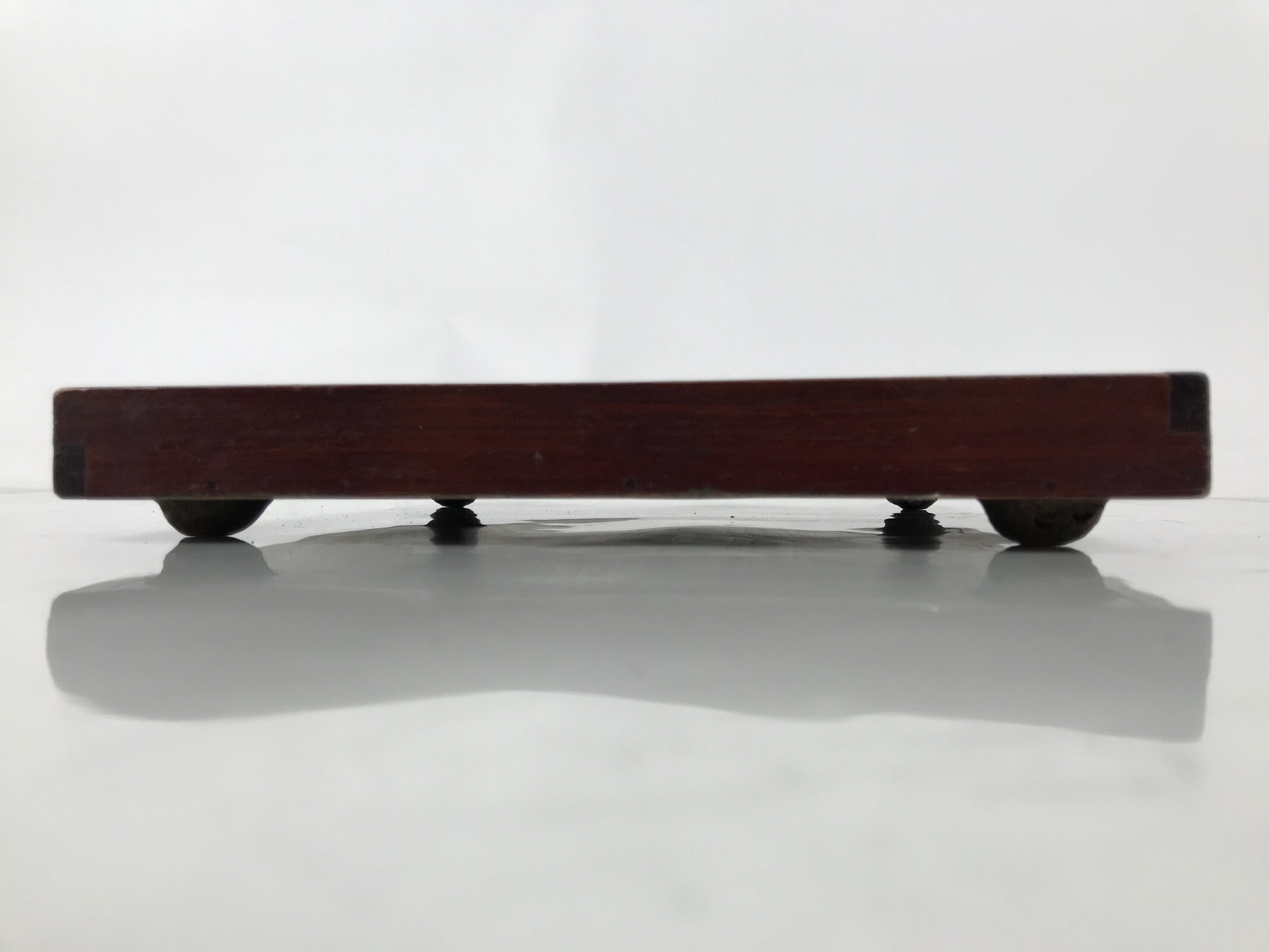 Antique Japanese Wood Lacquered Low Table Brown Serving Tray Ozen Kurumizen L502