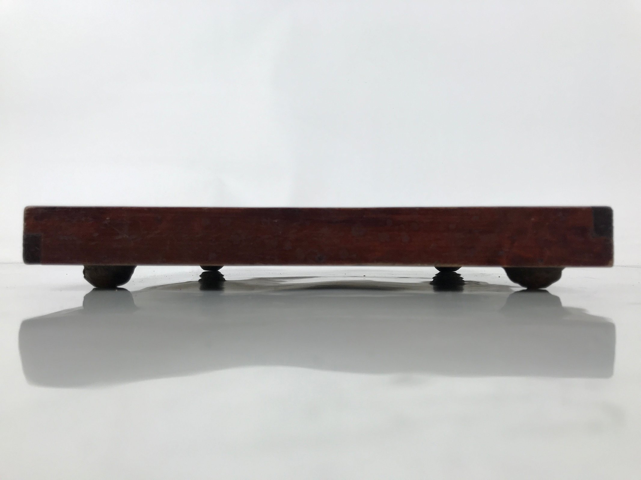 Antique Japanese Wood Lacquered Low Table Brown Serving Tray Ozen Kurumizen L502