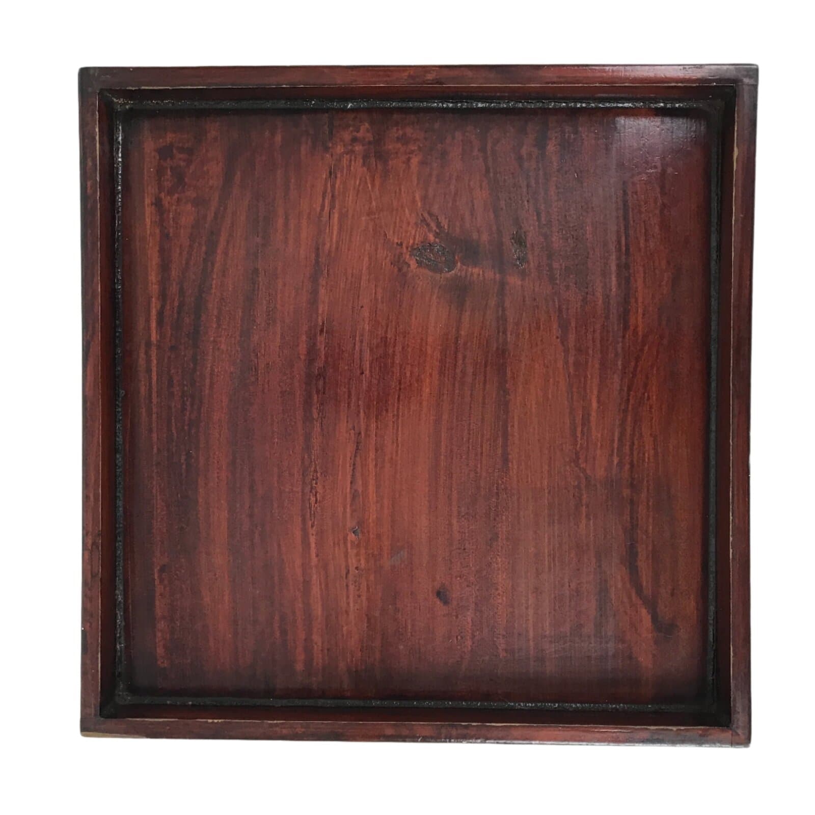 Antique Japanese Wood Lacquered Low Table Brown Serving Tray Ozen Kurumizen L509