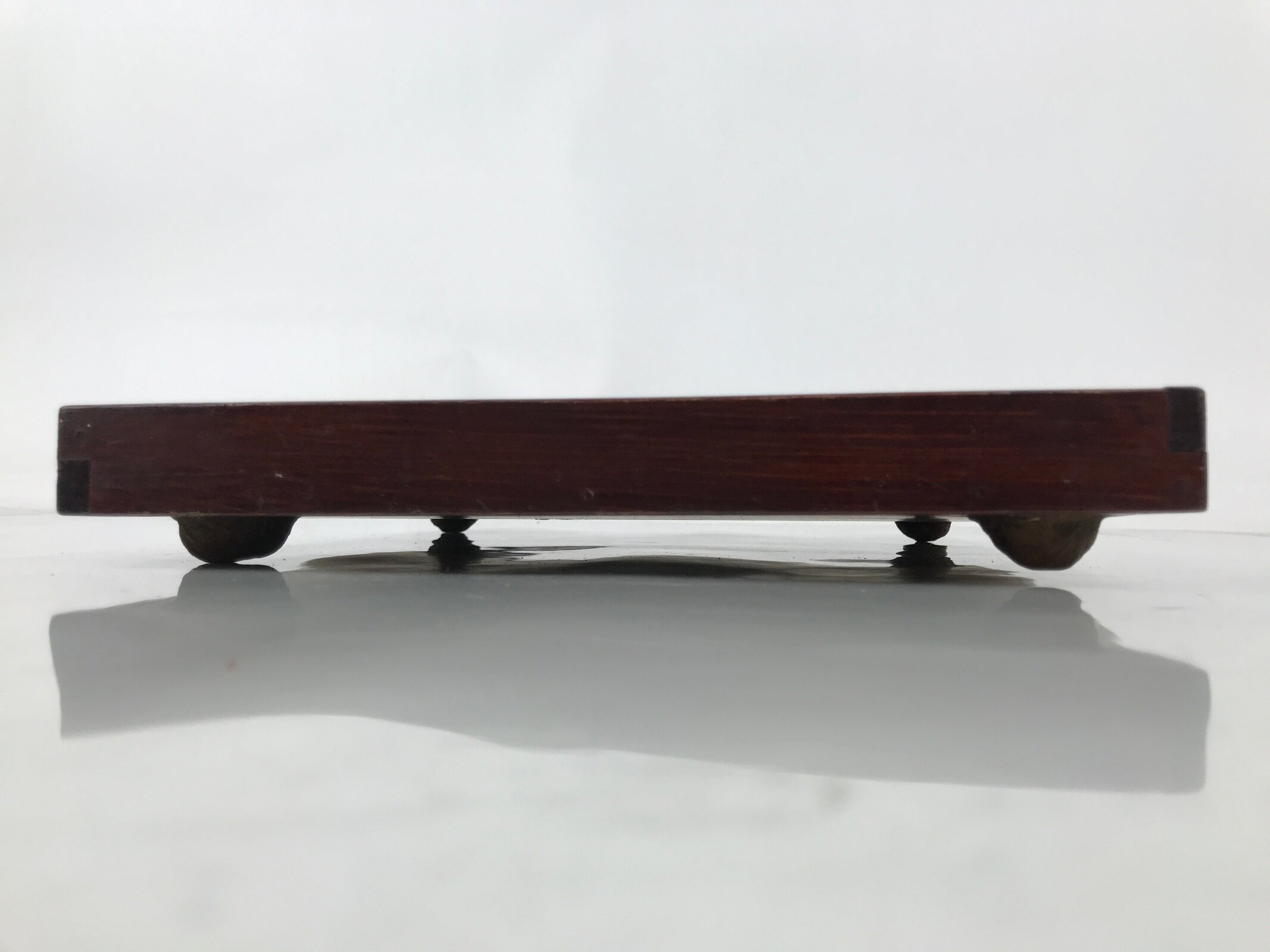 Antique Japanese Wood Lacquered Low Table Brown Serving Tray Ozen Kurumizen L511