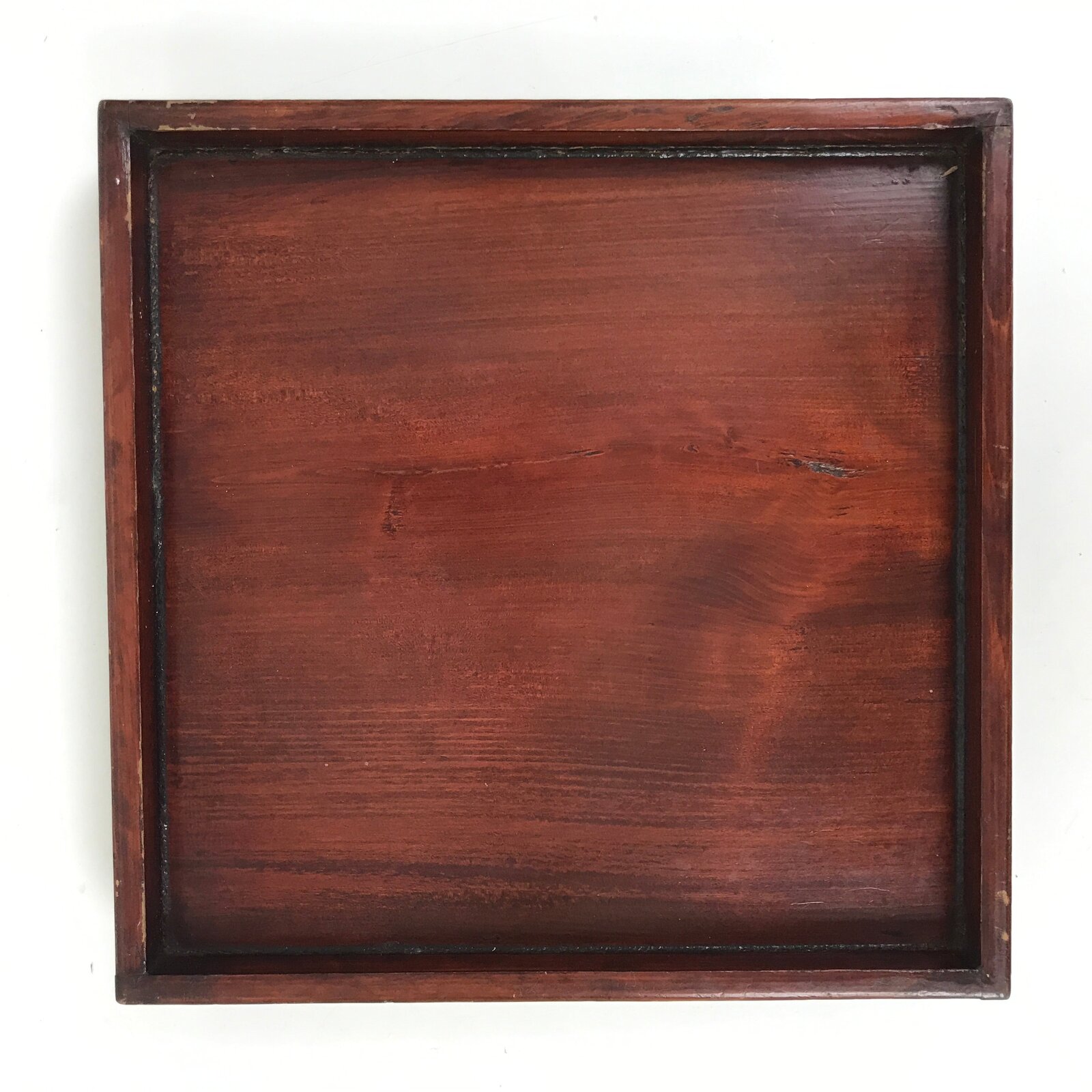 Antique Japanese Wood Lacquered Low Table Brown Serving Tray Ozen Kurumizen L513