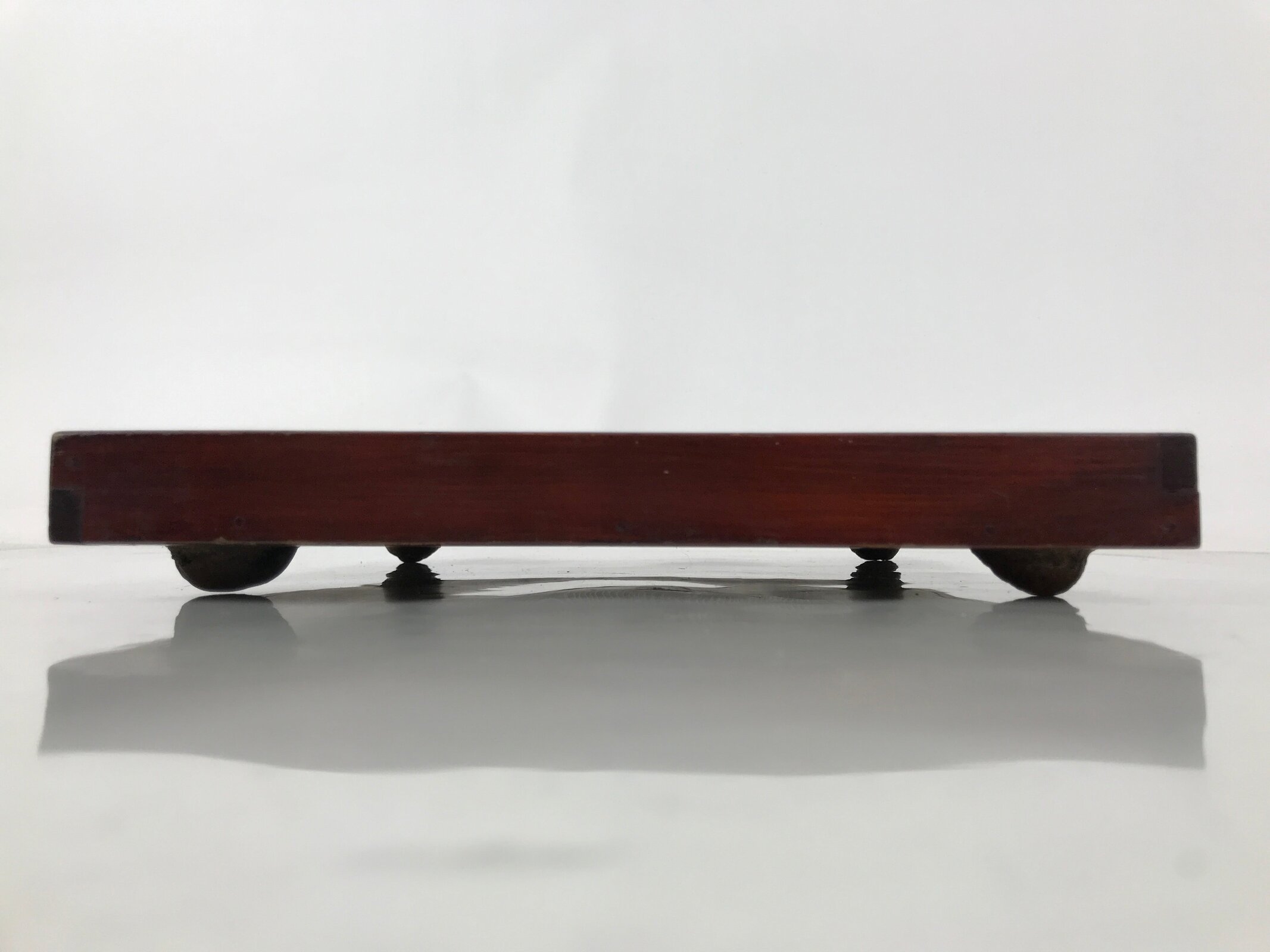 Antique Japanese Wood Lacquered Low Table Brown Serving Tray Ozen Kurumizen L513