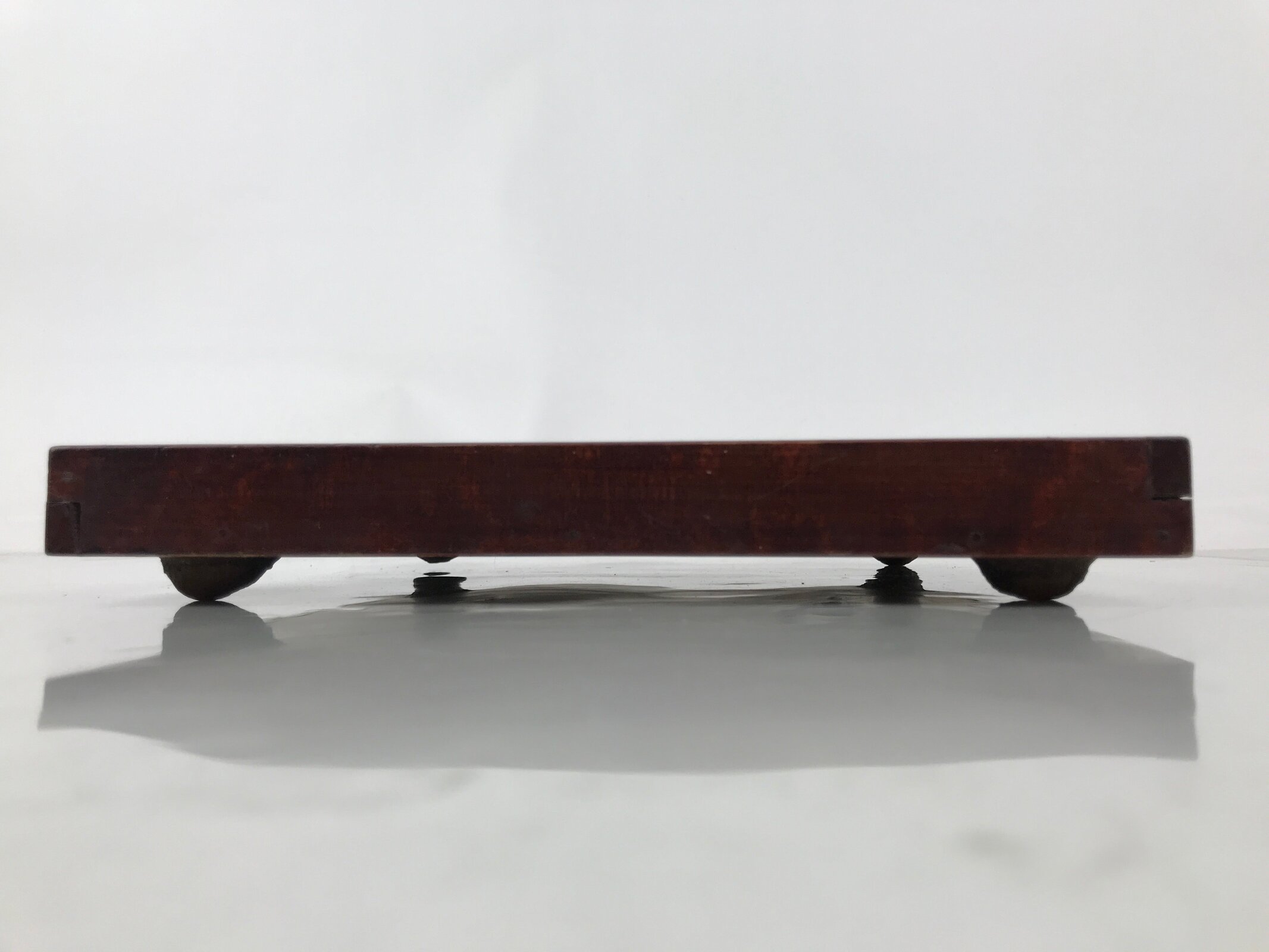 Antique Japanese Wood Lacquered Low Table Brown Serving Tray Ozen Kurumizen L513