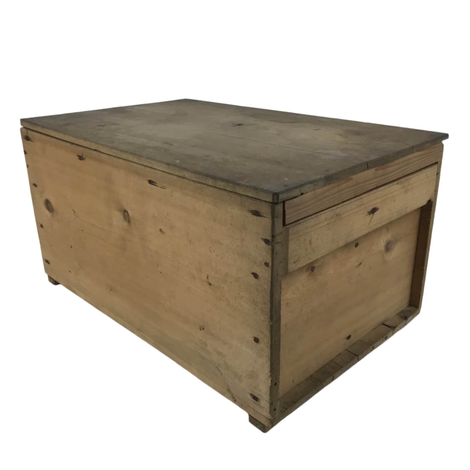 Antique Japanese Wooden Lidded Pottery Bowl Box Inside 41x26.5x20.5cm Brown X147