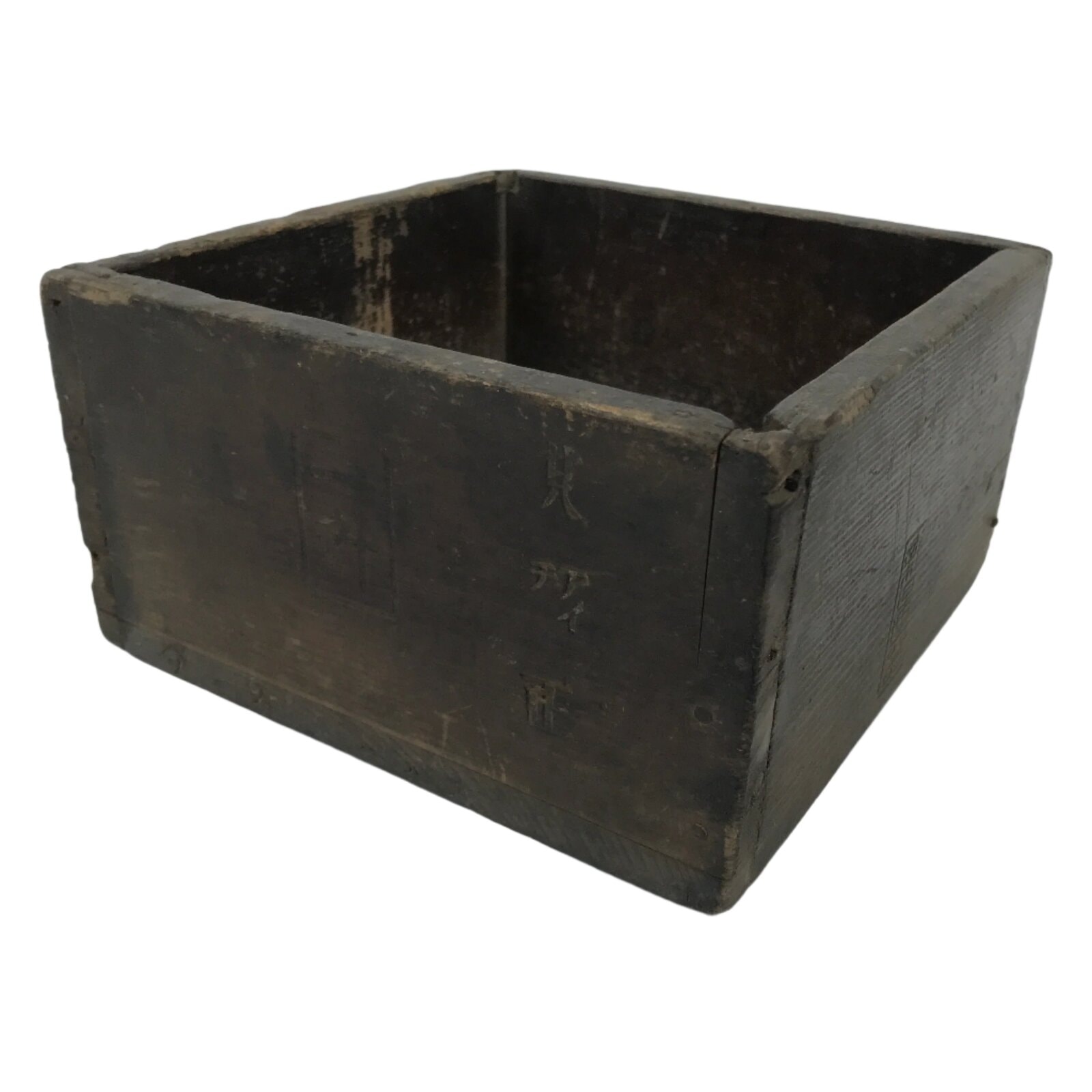 Antique Japanese Wooden Measuring Cup Masu Decoration Box Tool Brown L420