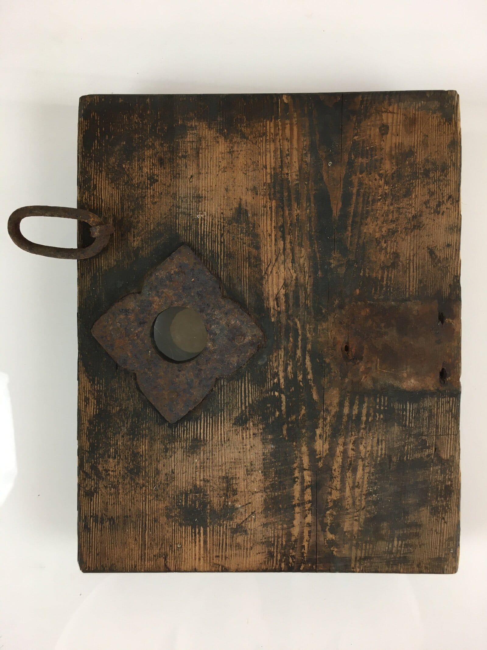 Antique Meiji Era C1850 Japanese Wooden Safe Lockbox Zenibako Kinko WB998