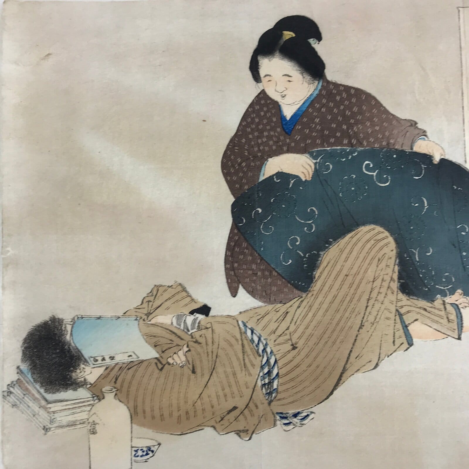 Antique c1890 Japanese Ukiyoe Woodblock Print Mizuno Toshikata FL224