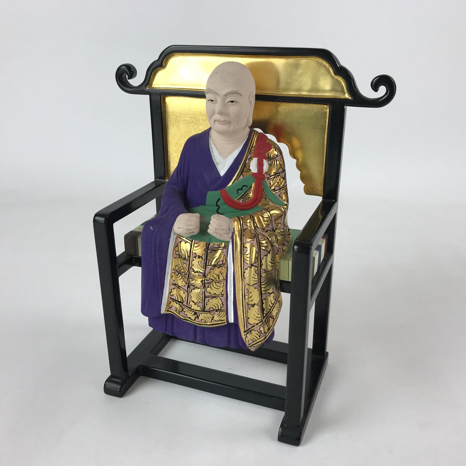 Buddhist Altar Fitting Keizan Zenji Figurine Vtg Lacquer Wood Soto Zen BA184