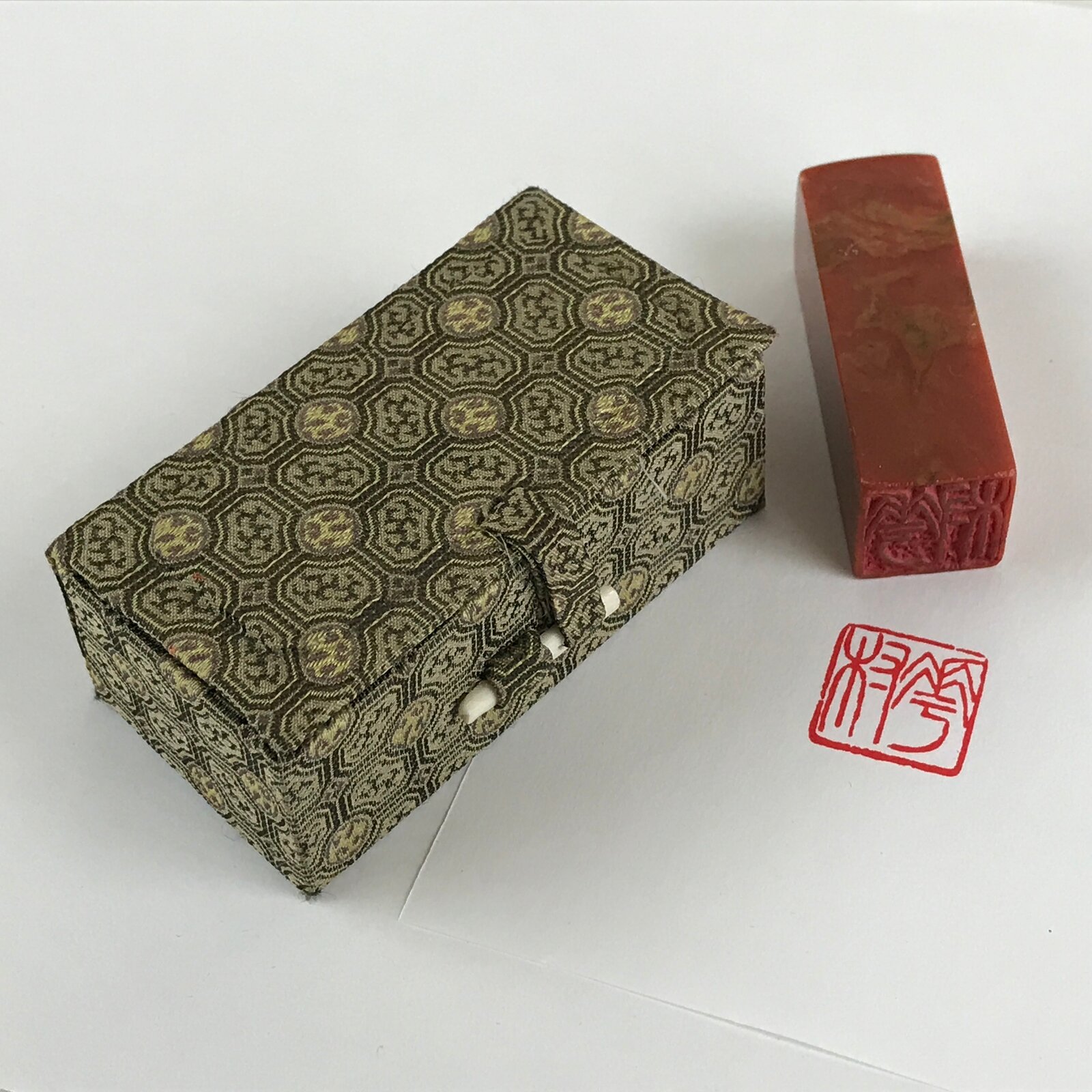 Chinese Carved Stone Stamp Hanko Inkan With Box Vtg Seal Name Signature Kanji HS
