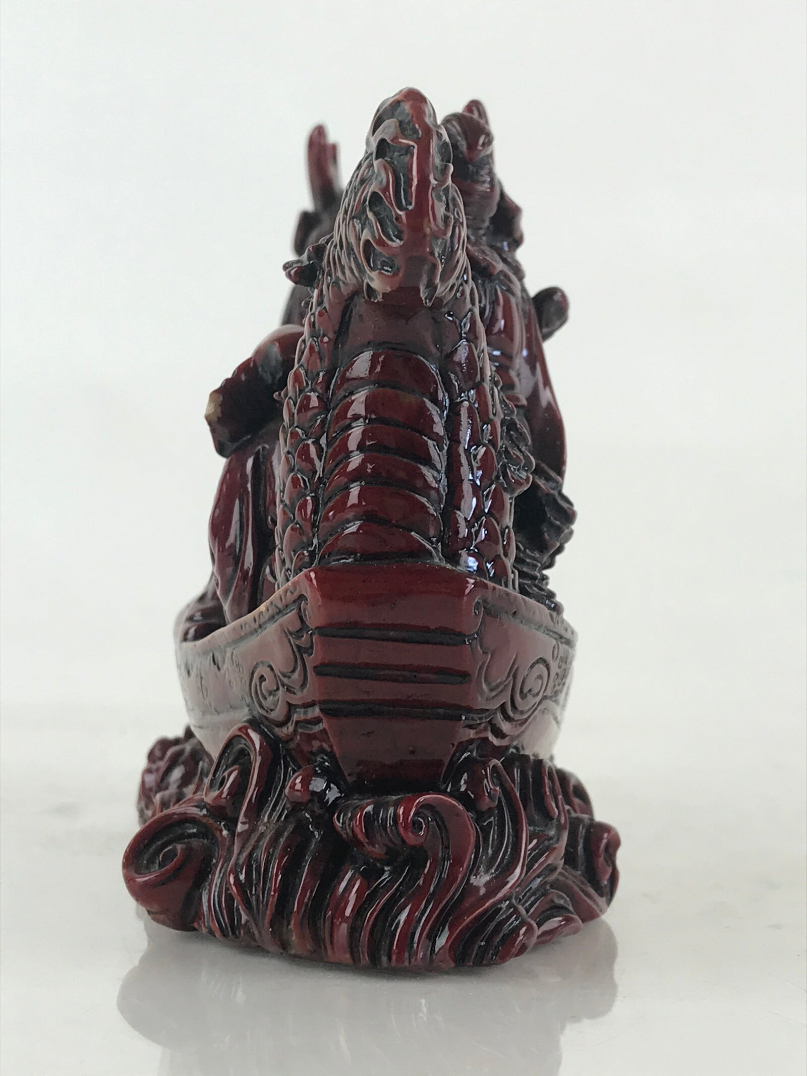 Chinese Figurine 7 Lucky Gods Dragon Treasure Ship Vtg Lucky Charm Red BD858
