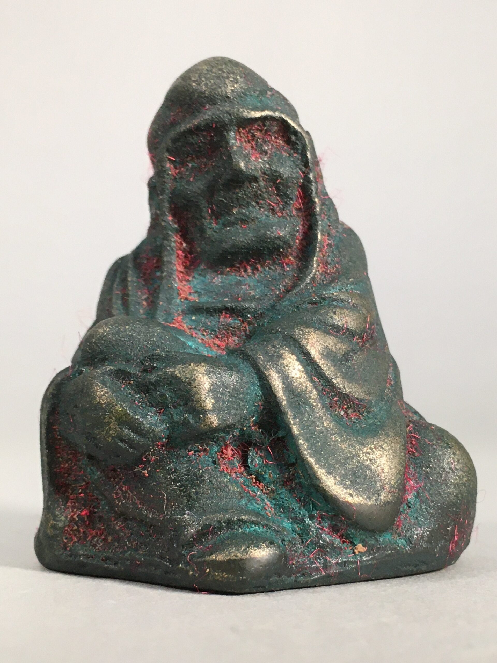 Chinese Iron Figurine Vtg Buddhist Monk Metal Okimono Statue KF438