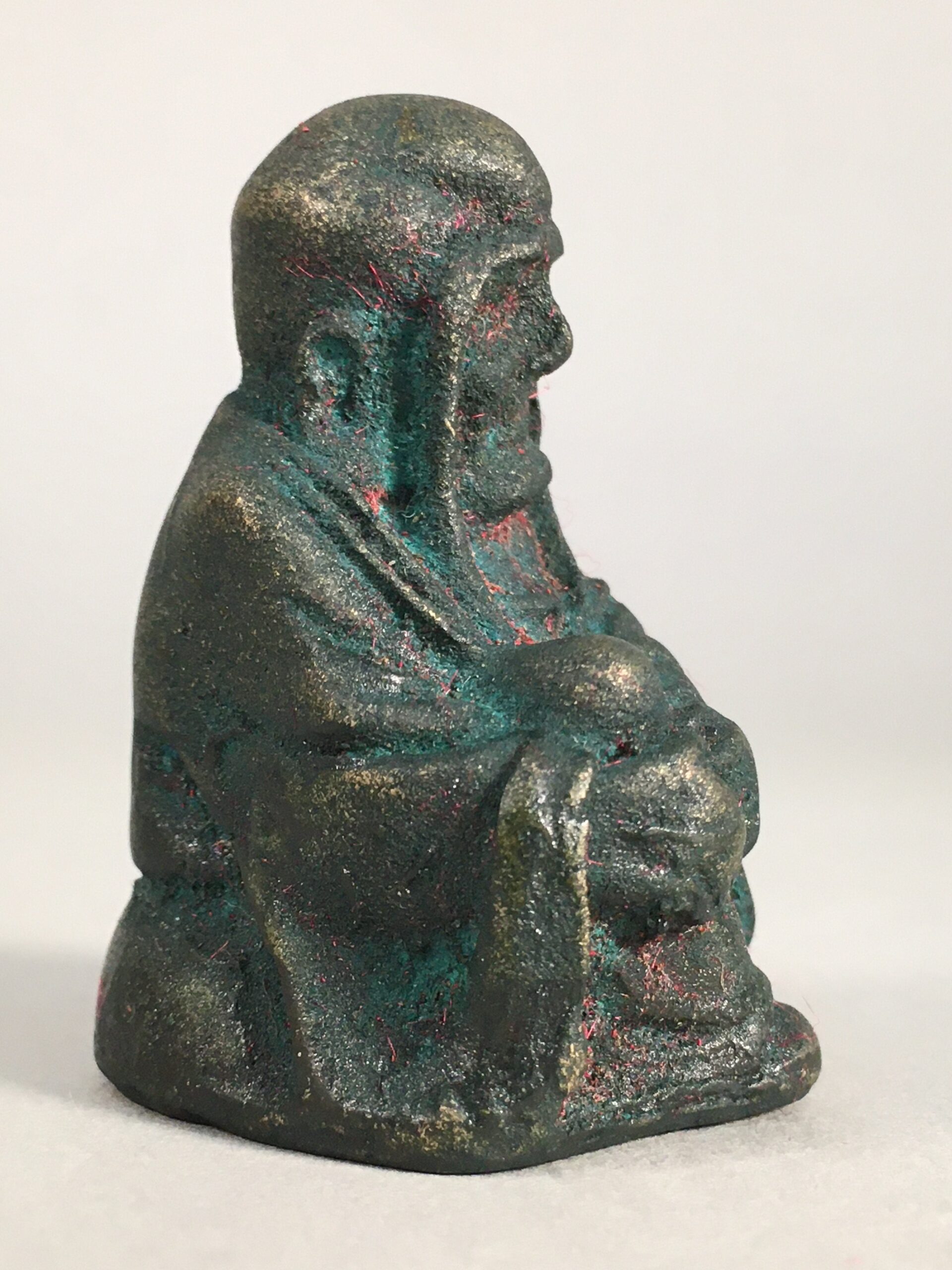 Chinese Iron Figurine Vtg Buddhist Monk Metal Okimono Statue KF438