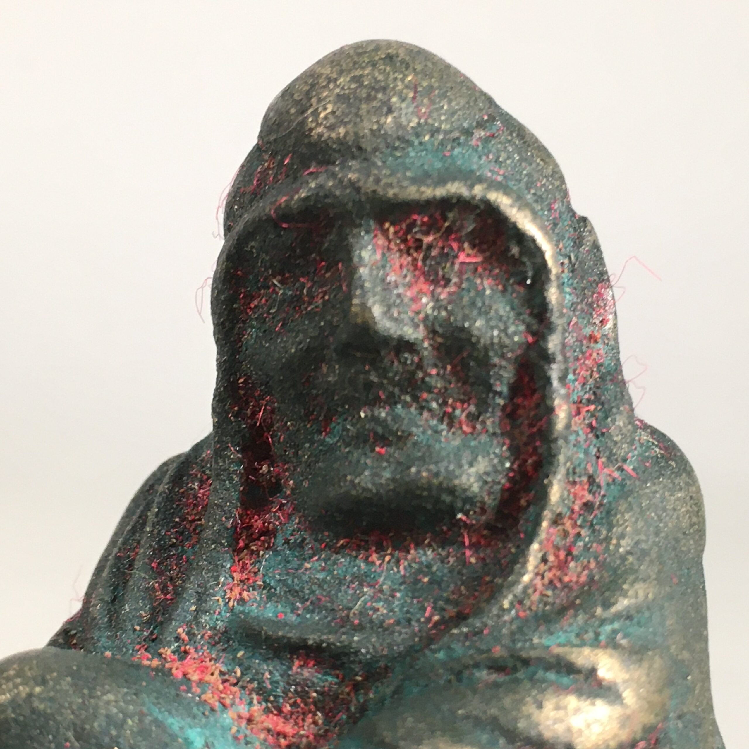 Chinese Iron Figurine Vtg Buddhist Monk Metal Okimono Statue KF438