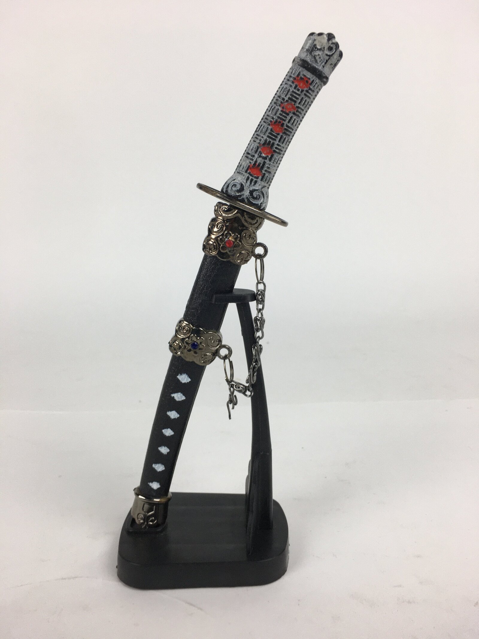 Chinese Miniature Sword Vtg With Sword Stand Sword Sheath Display Figurine BD72