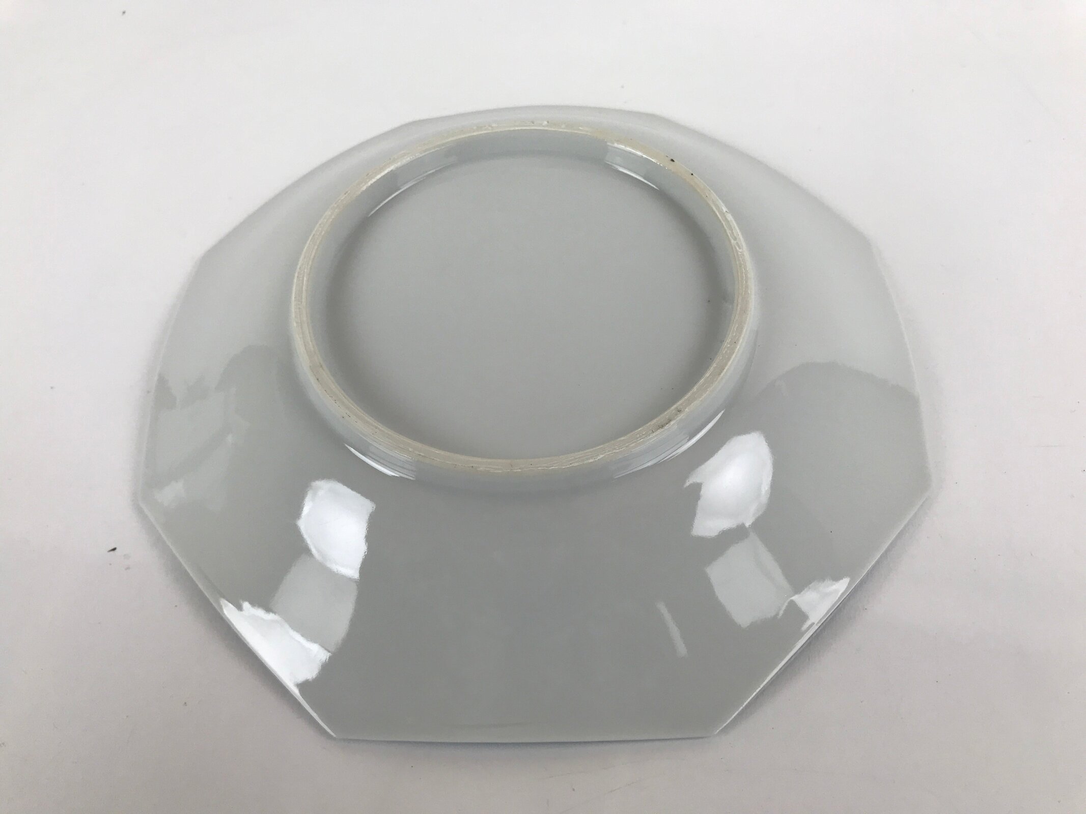 Chinese Porcelain Octagonal Plate Vtg Blue White Tang Children Butterfly PY793