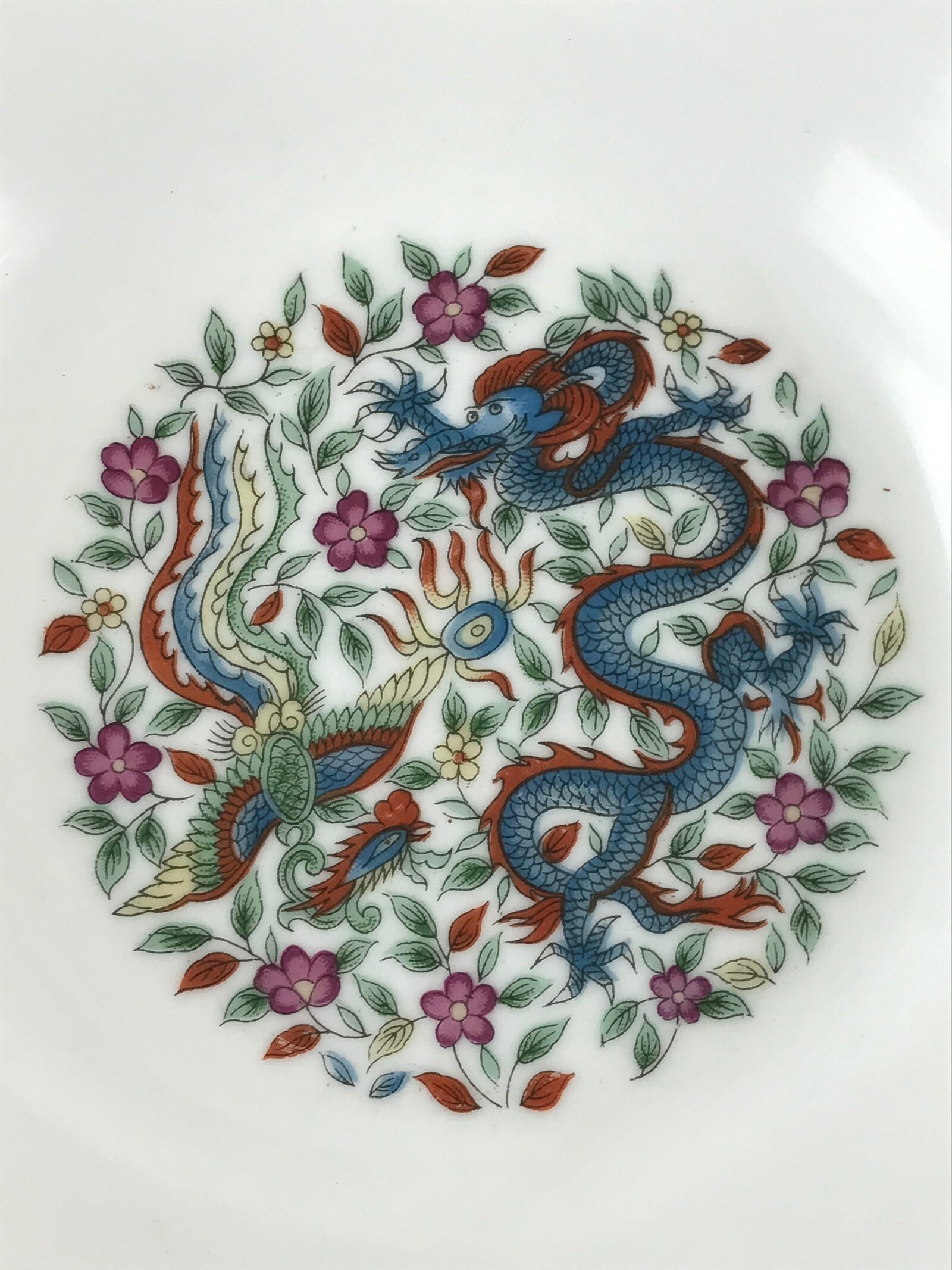 Chinese Porcelain Ramen Bowl Vtg Red Dragon Thunder Large Bowl Donburi PY220