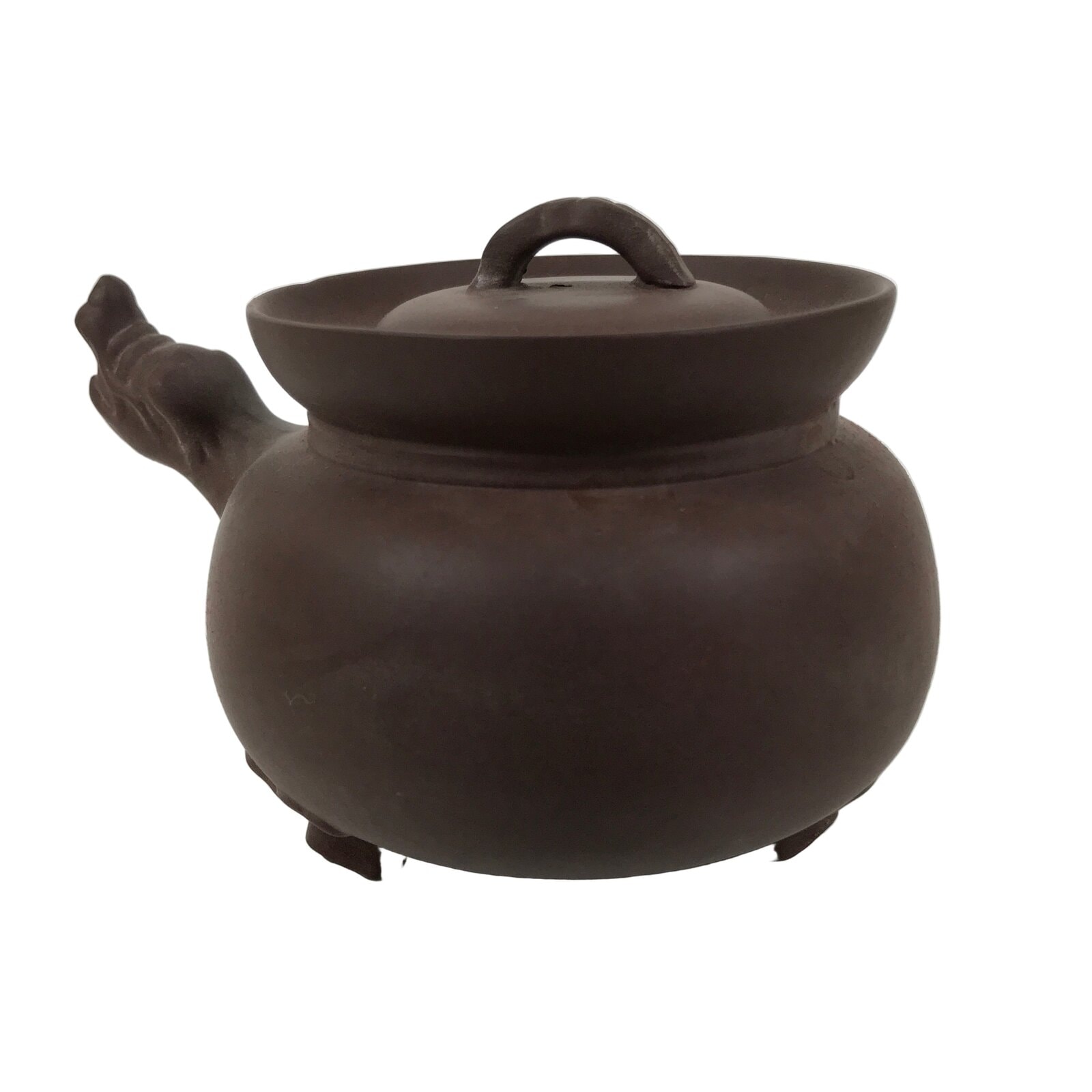 Chinese Yixing Clay Teapot Vtg Lidded Zisha Kyusu Shishi Lion Ceramic Brown Y519