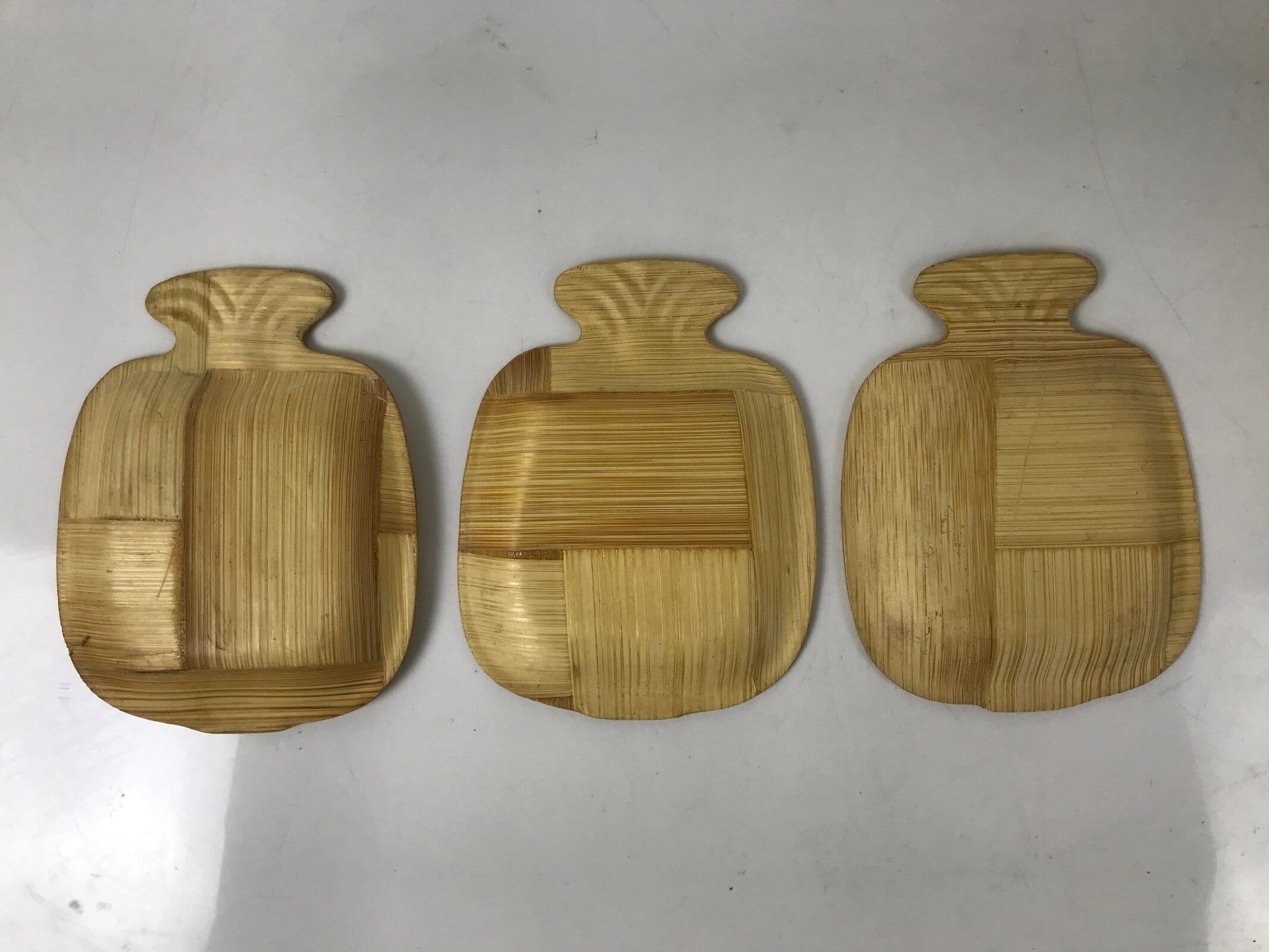 Guam Bamboo Drink Saucer Chataku Coaster Souvenir Vtg 6pc Brown Palm Tree L388