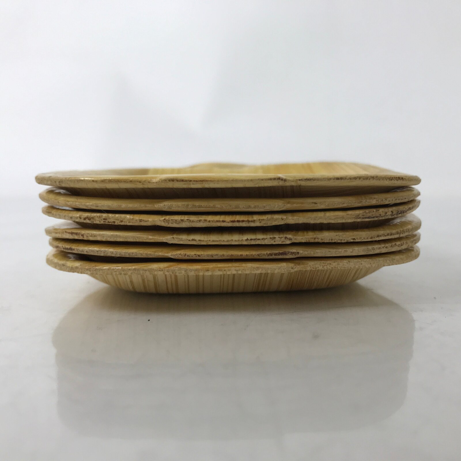 Guam Bamboo Drink Saucer Chataku Coaster Souvenir Vtg 6pc Brown Palm Tree L388