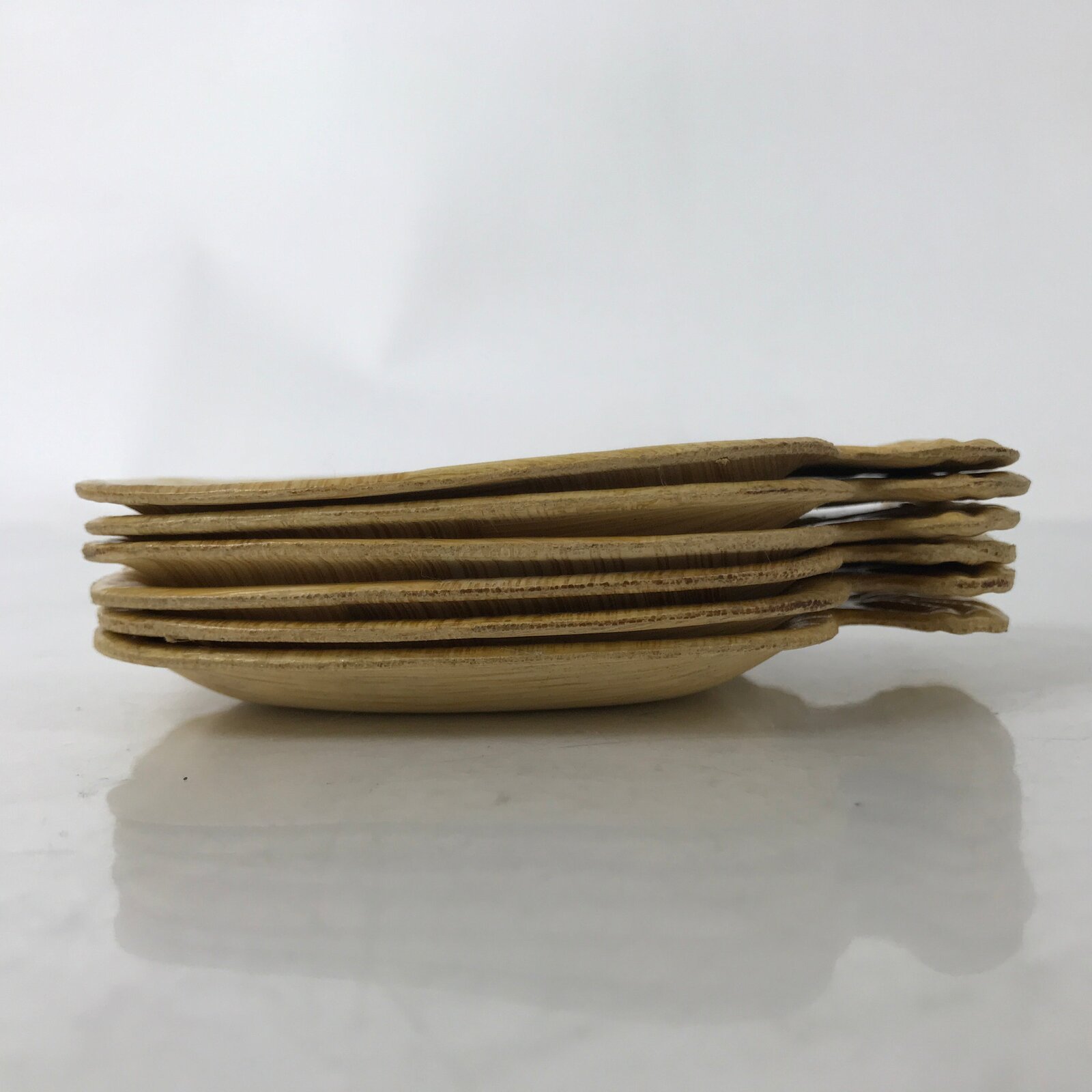 Guam Bamboo Drink Saucer Chataku Coaster Souvenir Vtg 6pc Brown Palm Tree L388