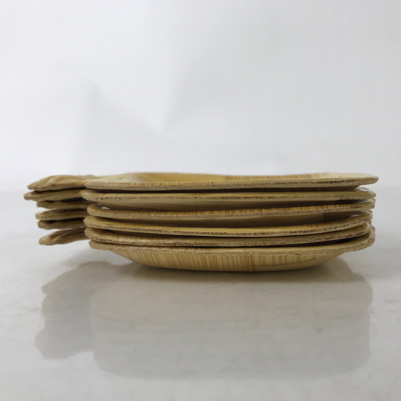 Guam Bamboo Drink Saucer Chataku Coaster Souvenir Vtg 6pc Brown Palm Tree L388