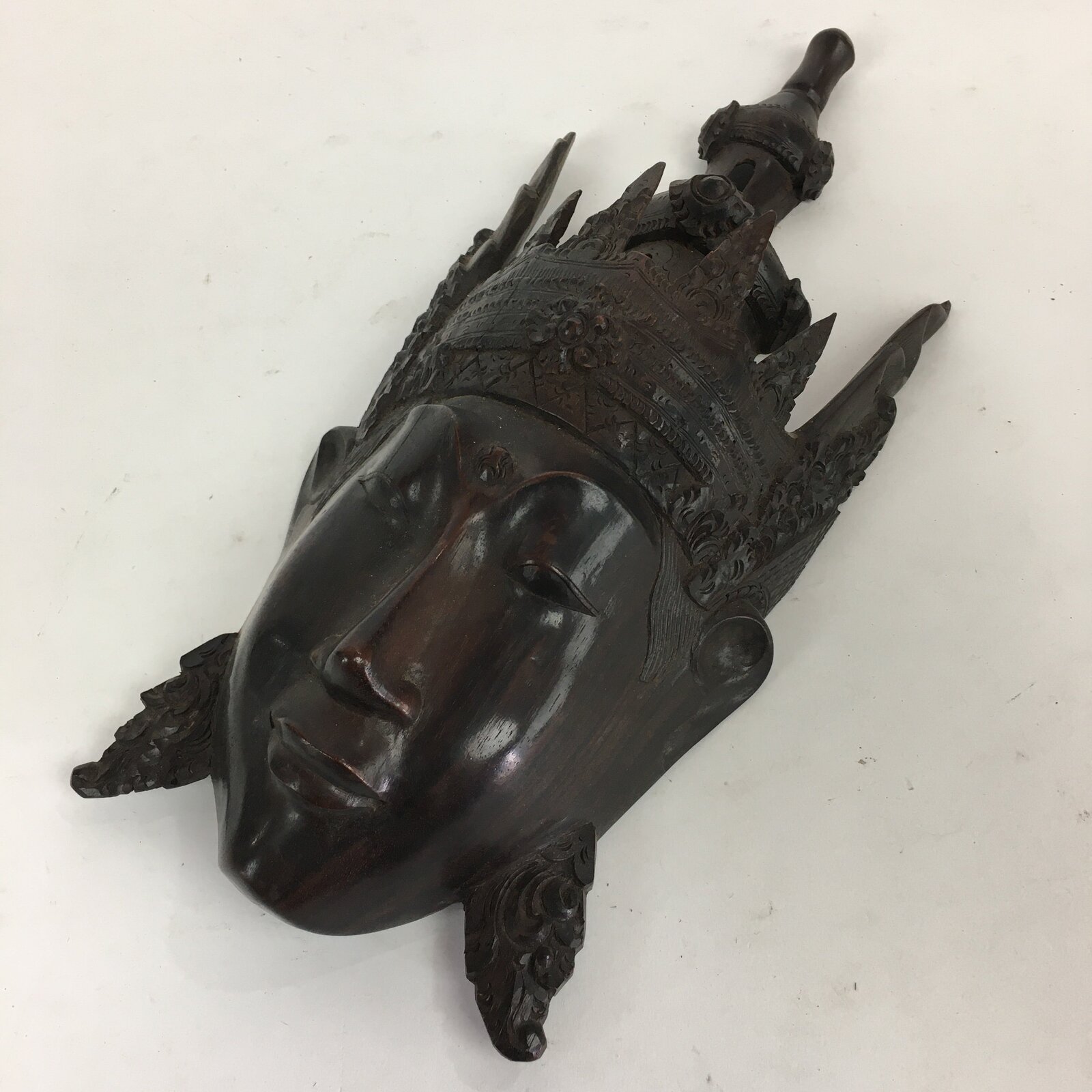 Indonesia Wood Carving Decoration Vtg Bali Island Folk Craft Face Mask BD768