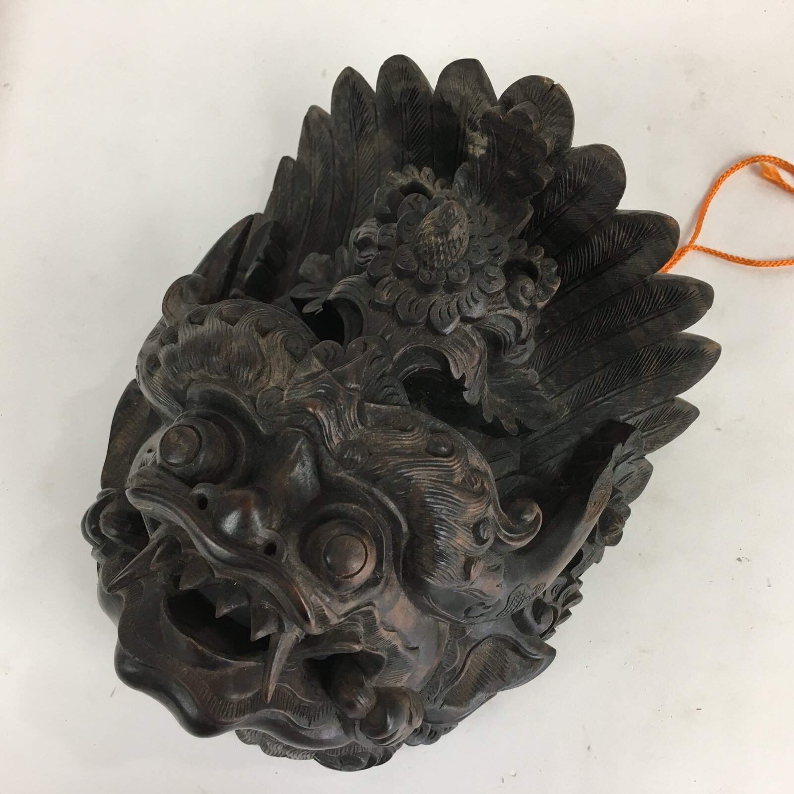 Indonesia Wood Carving Decoration Vtg Bali Island Folk Craft Face Mask BD769